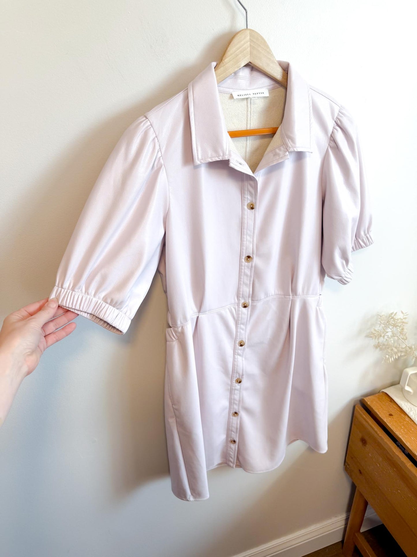 Melissa Nepton "Penelop Faux Leather Dress in Light Lilac" (Size L)