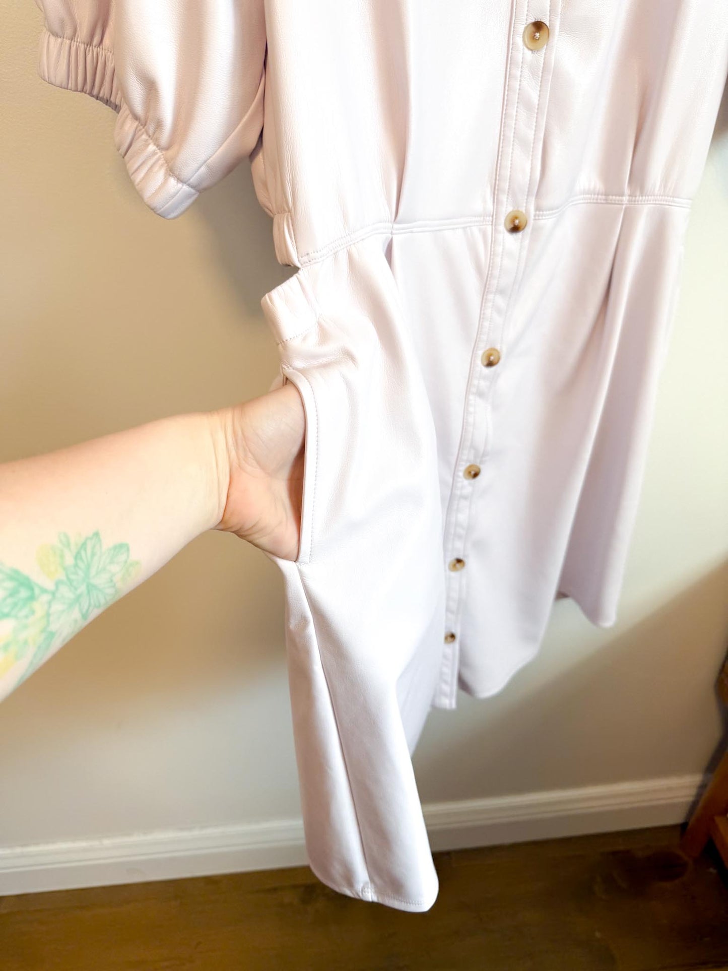 Melissa Nepton "Penelop Faux Leather Dress in Light Lilac" (Size L)
