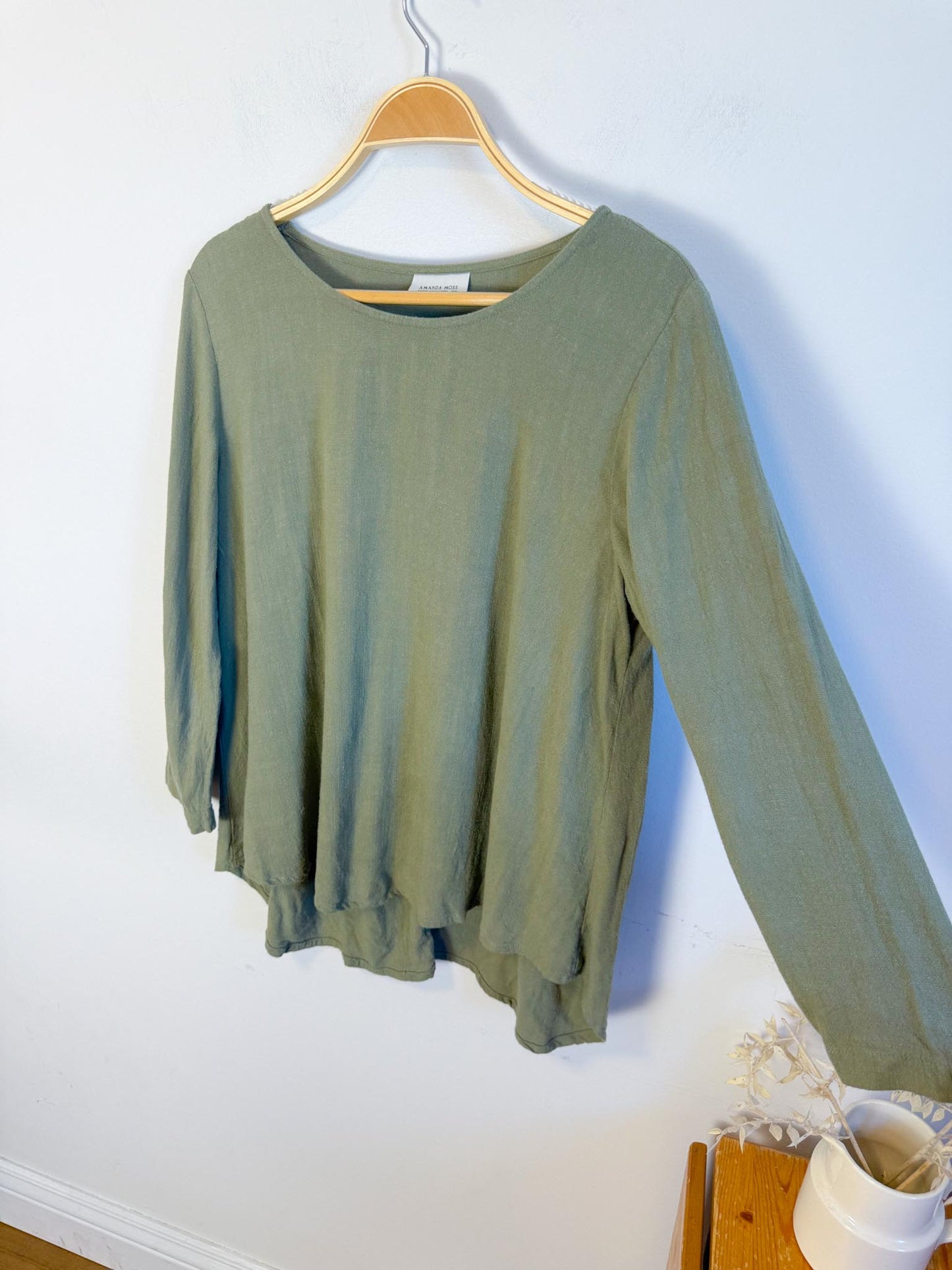 Amanda Moss Slow Fashion "The Neala Top in Sage Green" (Size M/L)