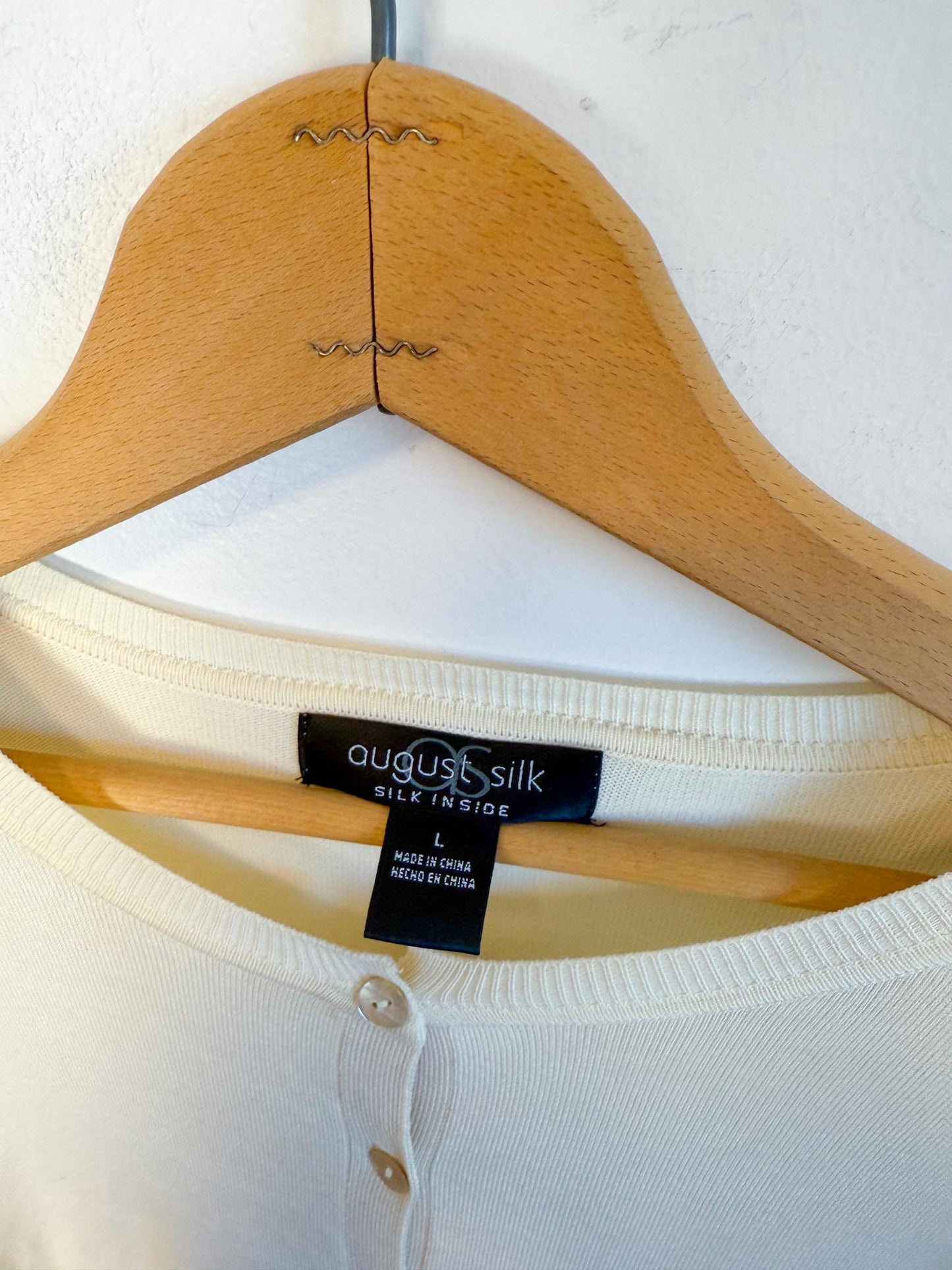 August Silk Cardigan in Eggshell (Size M/L)