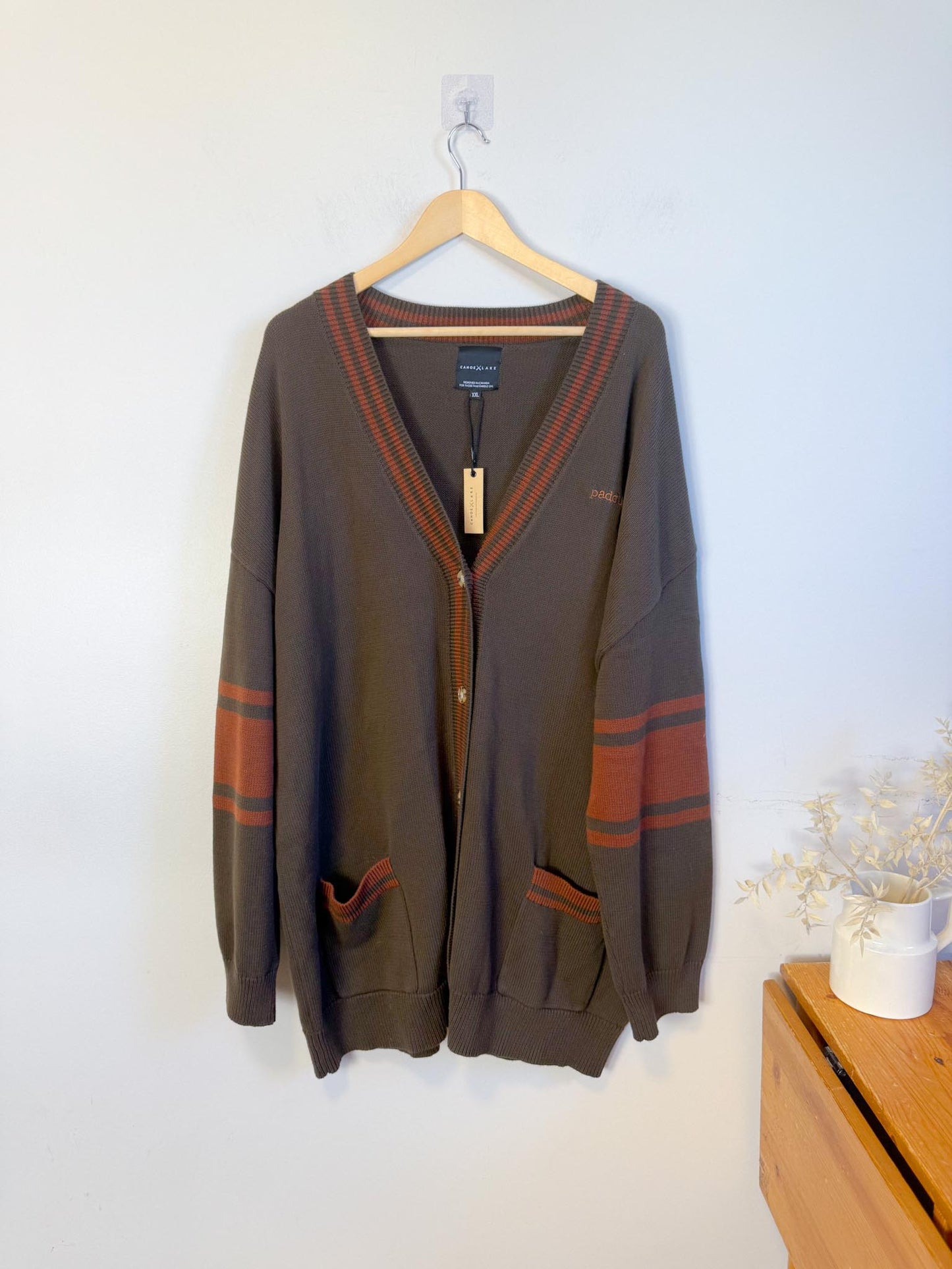 Canoe & Lake "Dockside Knit Cardigan in Green/Brown" NWT (Size 2XL)