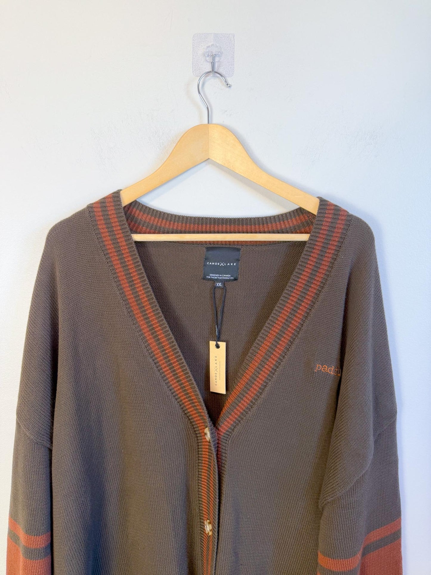 Canoe & Lake "Dockside Knit Cardigan in Green/Brown" NWT (Size 2XL)