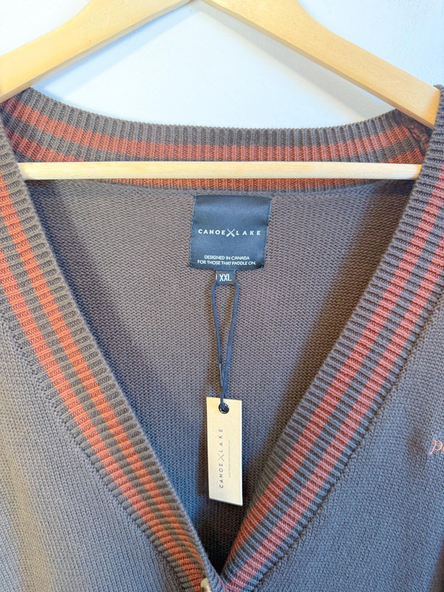 Canoe & Lake "Dockside Knit Cardigan in Green/Brown" NWT (Size 2XL)