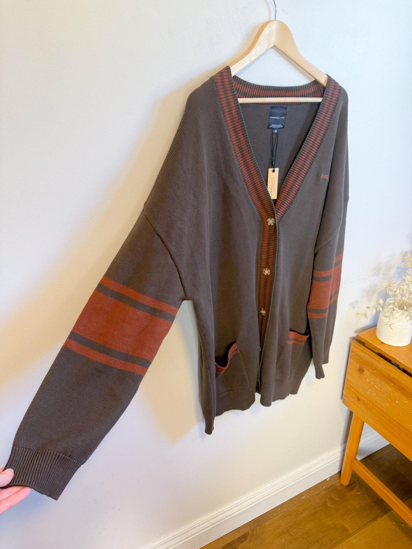 Canoe & Lake "Dockside Knit Cardigan in Green/Brown" NWT (Size 2XL)