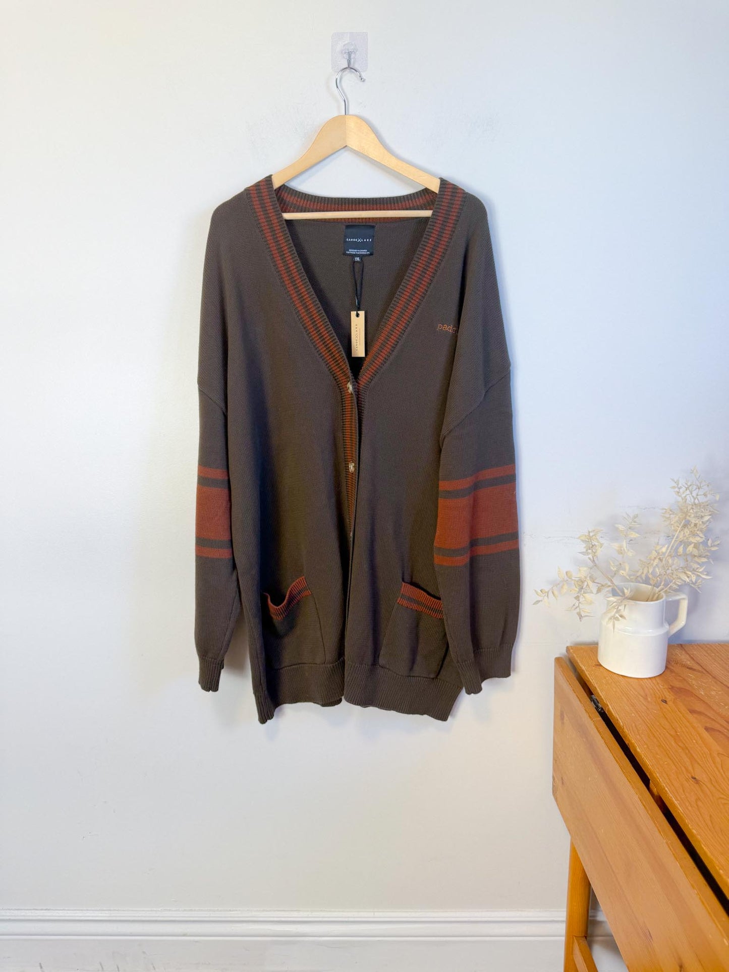Canoe & Lake "Dockside Knit Cardigan in Green/Brown" NWT (Size 2XL)
