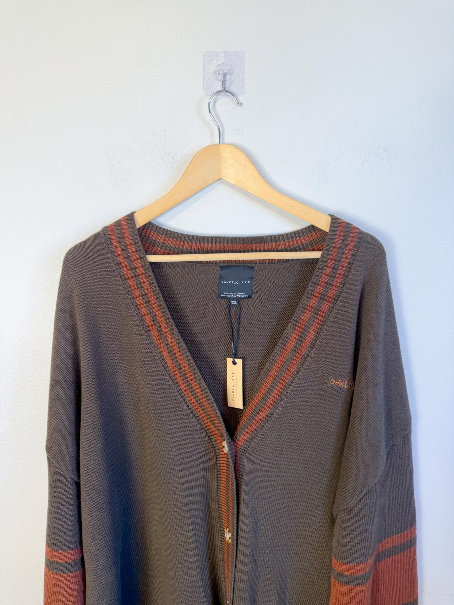 Canoe & Lake "Dockside Knit Cardigan in Green/Brown" NWT (Size 2XL)