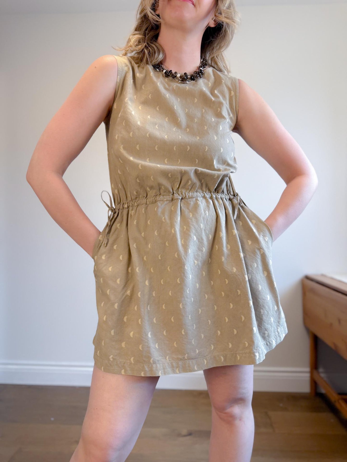 11:11 Eleven Eleven Designer Mini Dress with Crescent Moon Print (Size S/M)