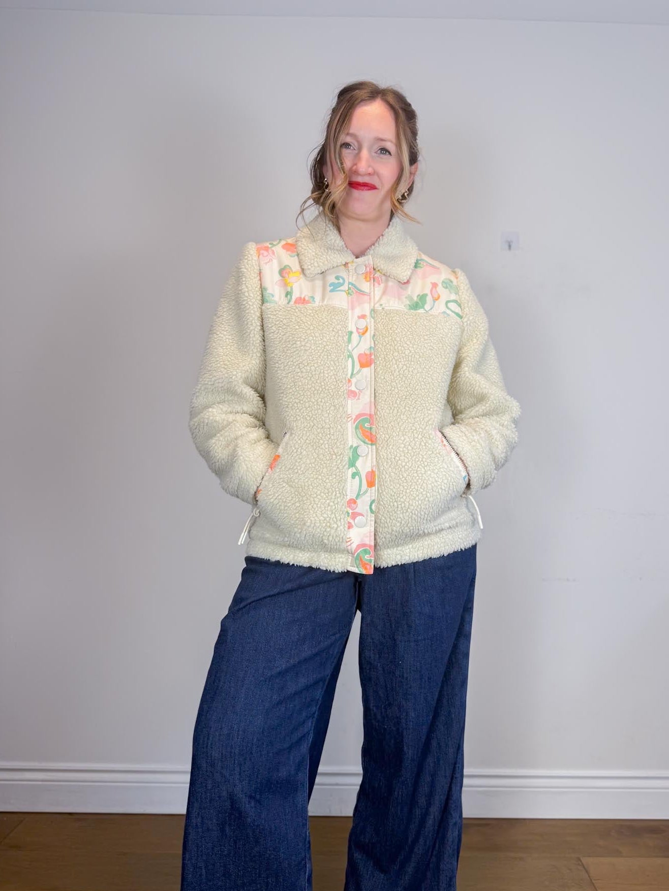 COACH Designer "Blocked Floral Sherpa Jacket" (Size S/M)