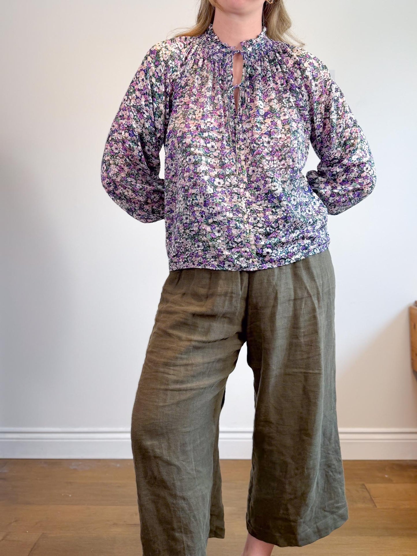 SUNCOO Paris Leony Blouse in Purple Floral (Size S-L)