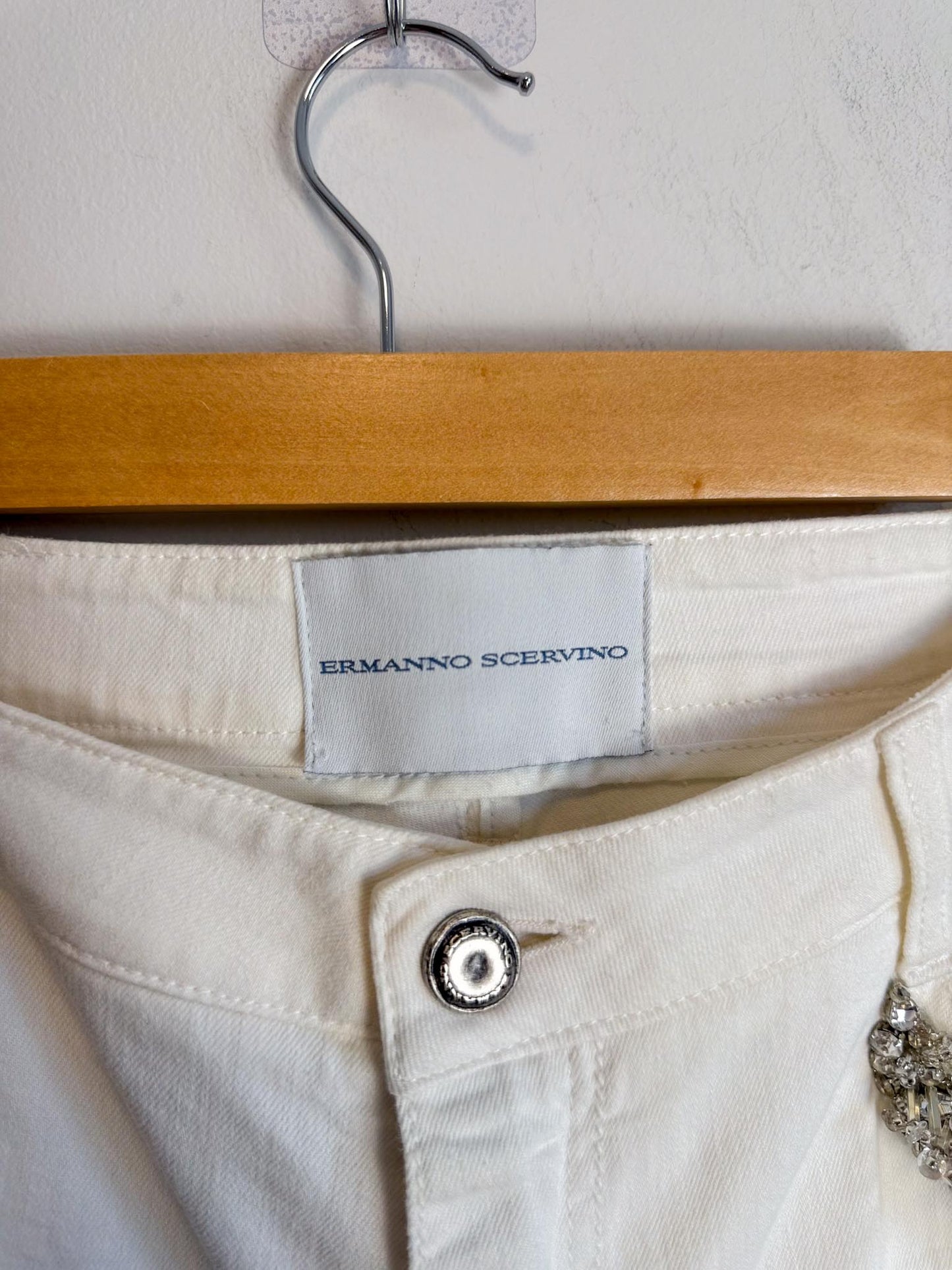 Ermanno Scervino Embellished Jeans in White (Size S/M)