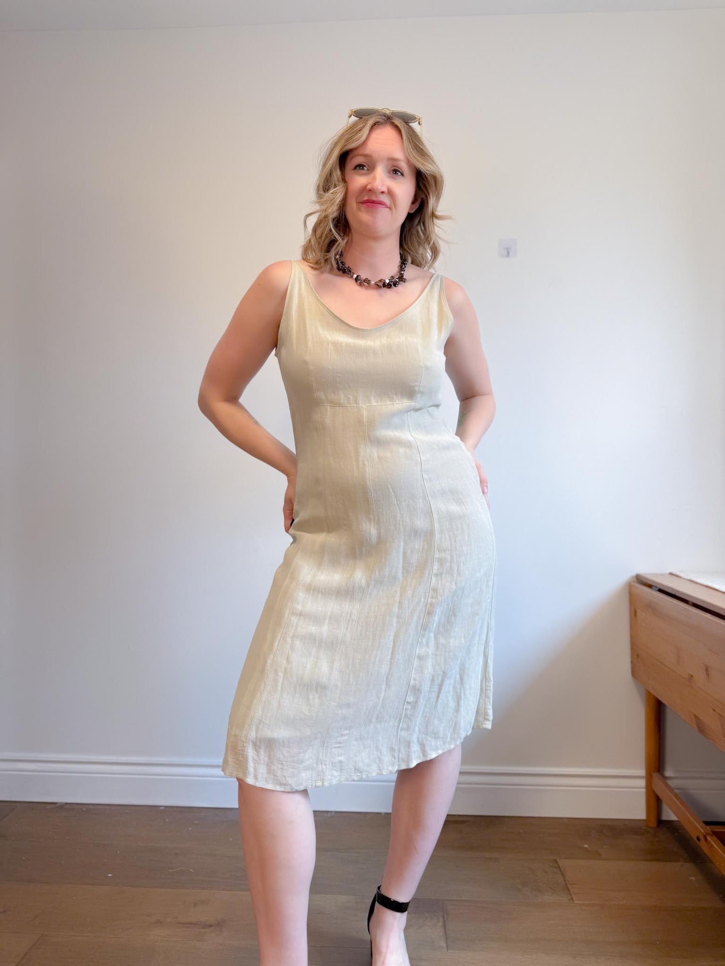 Vintage Linen Midi Dress (Size M/L)