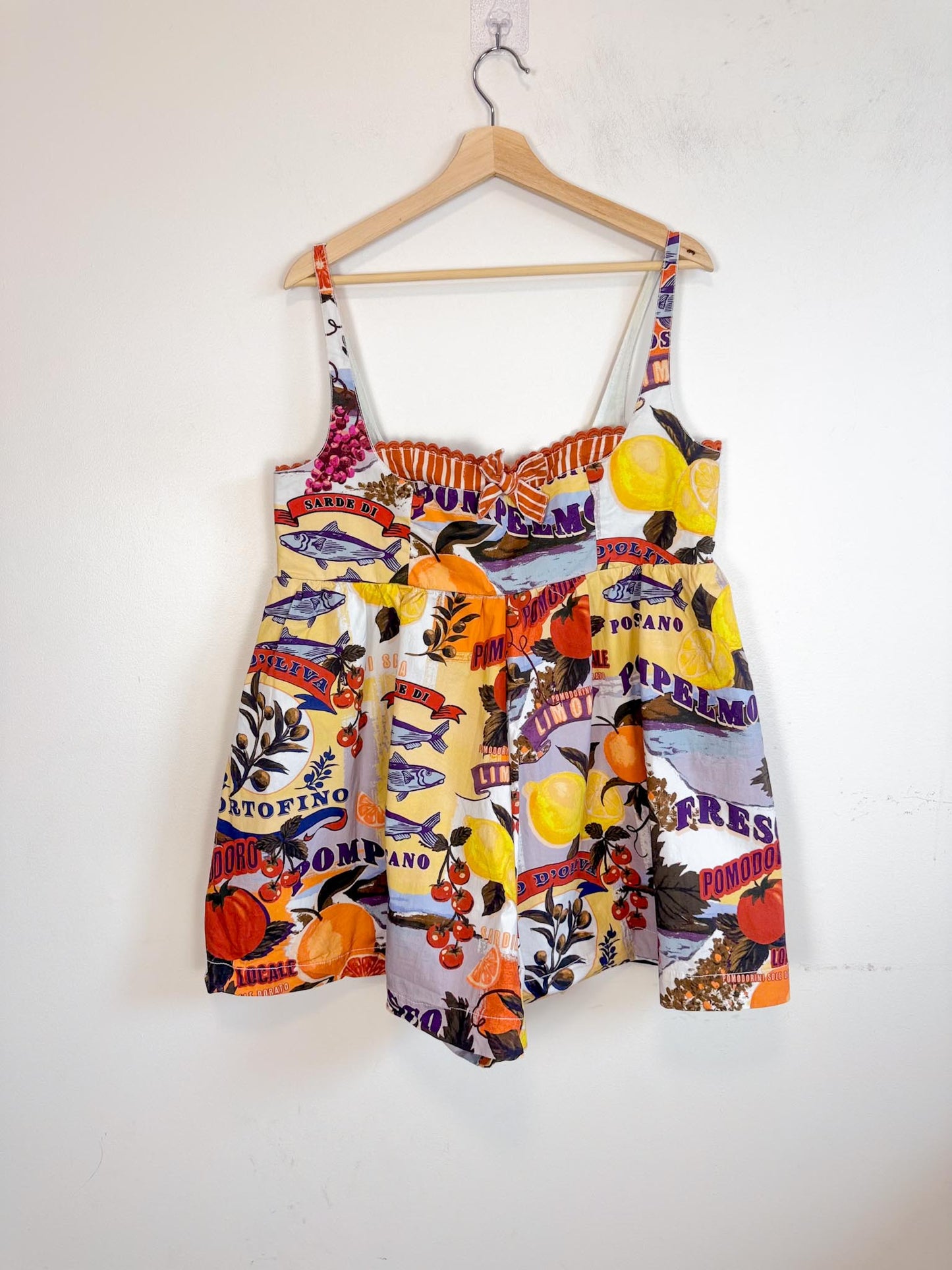 Anthropologie "Maeve Layered Bustier Romper in Italian Motif Print" (Size L/XL)