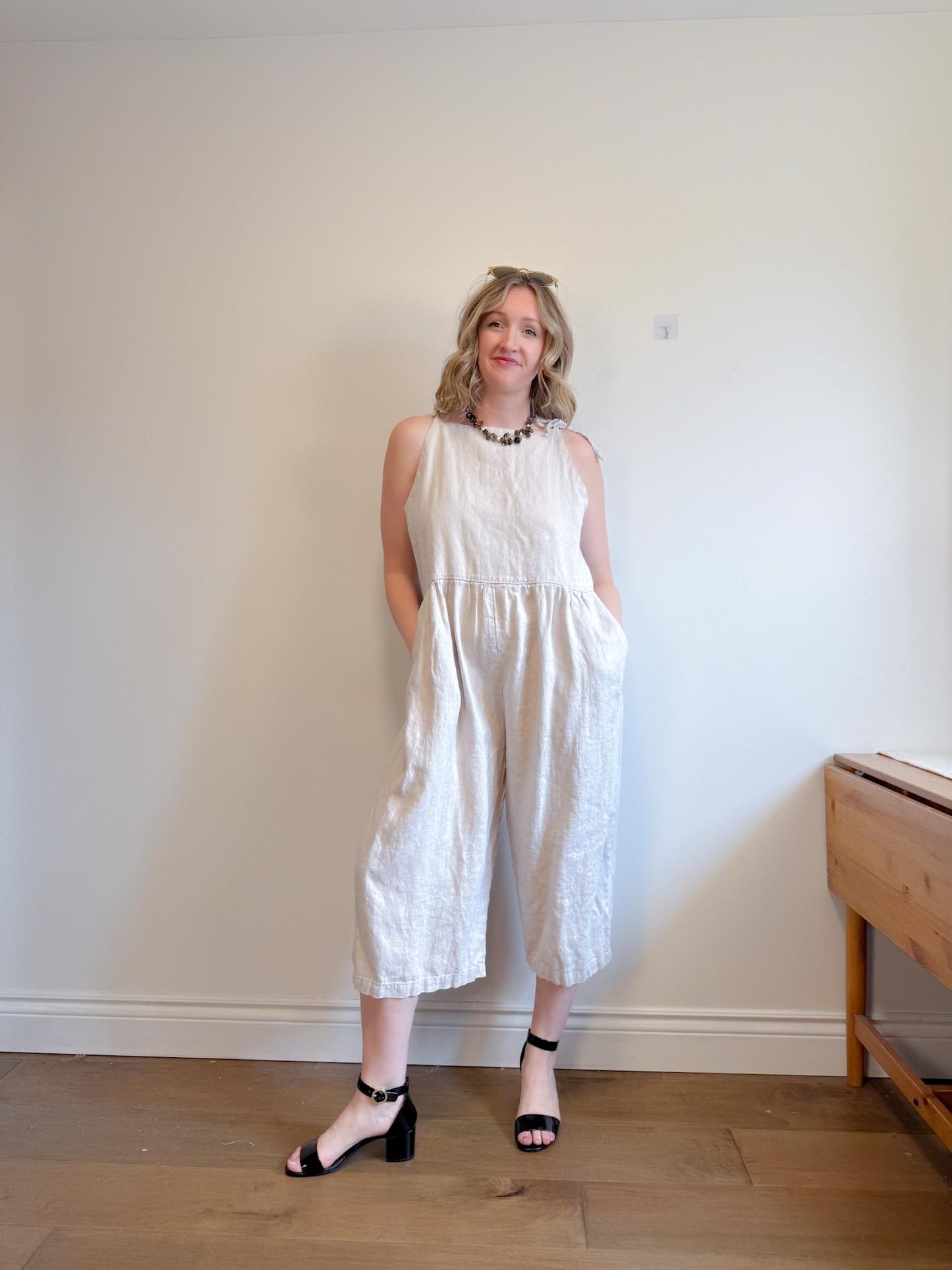 Shelter Slow Fashion Linen Overalls in Grey (Size L/XL)