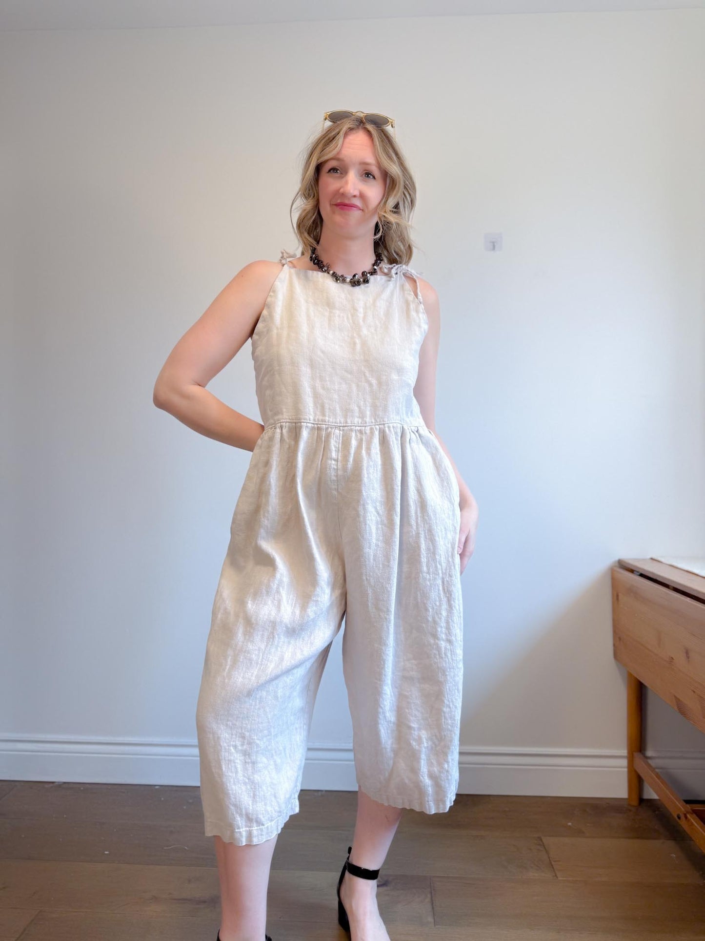 Shelter Slow Fashion Linen Overalls in Grey (Size L/XL)