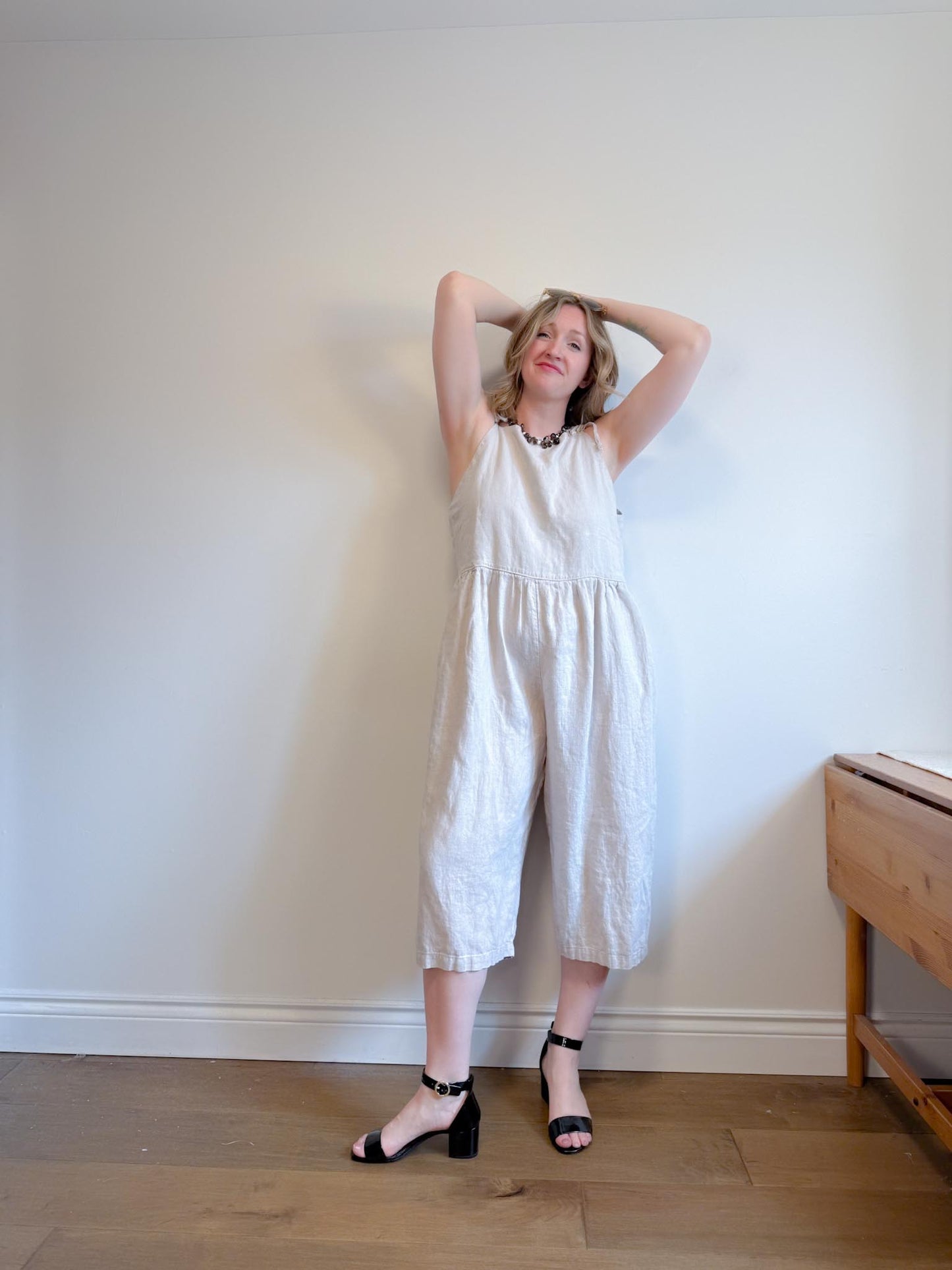 Shelter Slow Fashion Linen Overalls in Grey (Size L/XL)