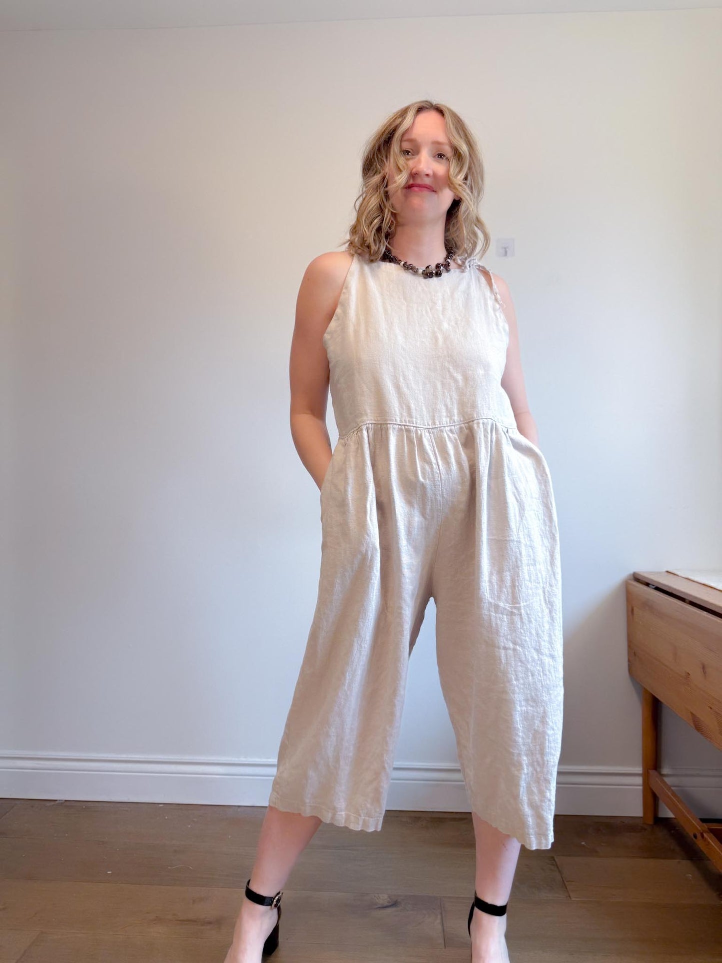 Shelter Slow Fashion Linen Overalls in Grey (Size L/XL)