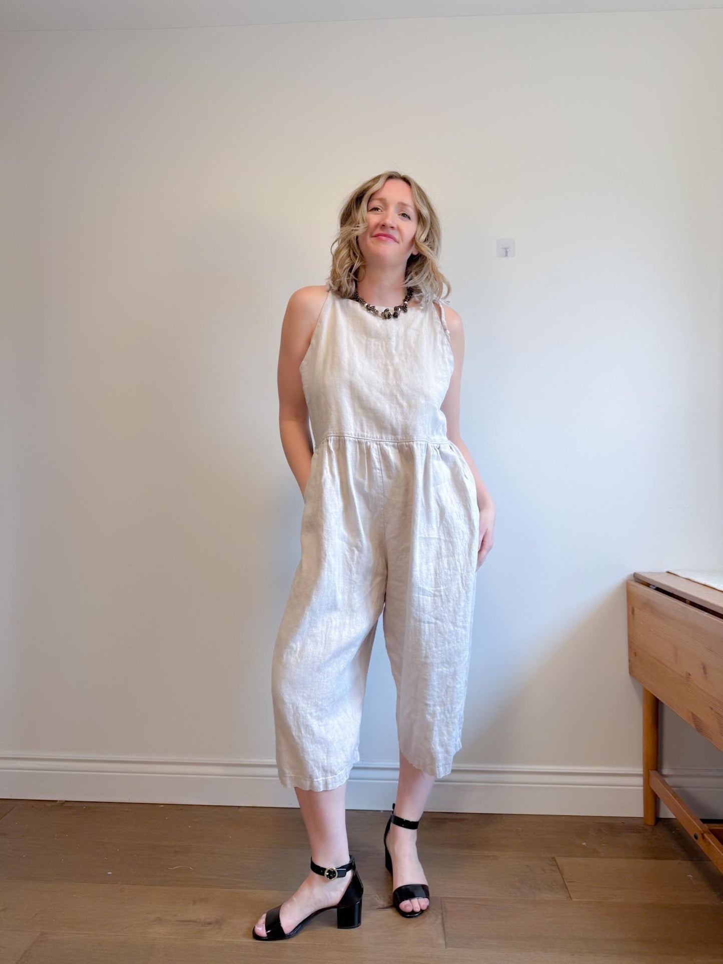 Shelter Slow Fashion Linen Overalls in Grey (Size L/XL)