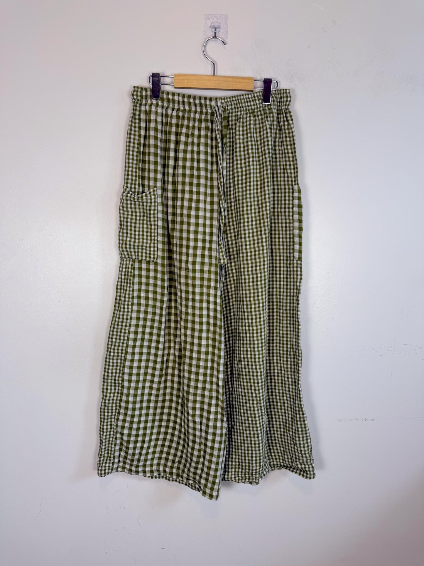 Onderbroeks Slow Fashion Gingham Pants in Green/White (Size L)