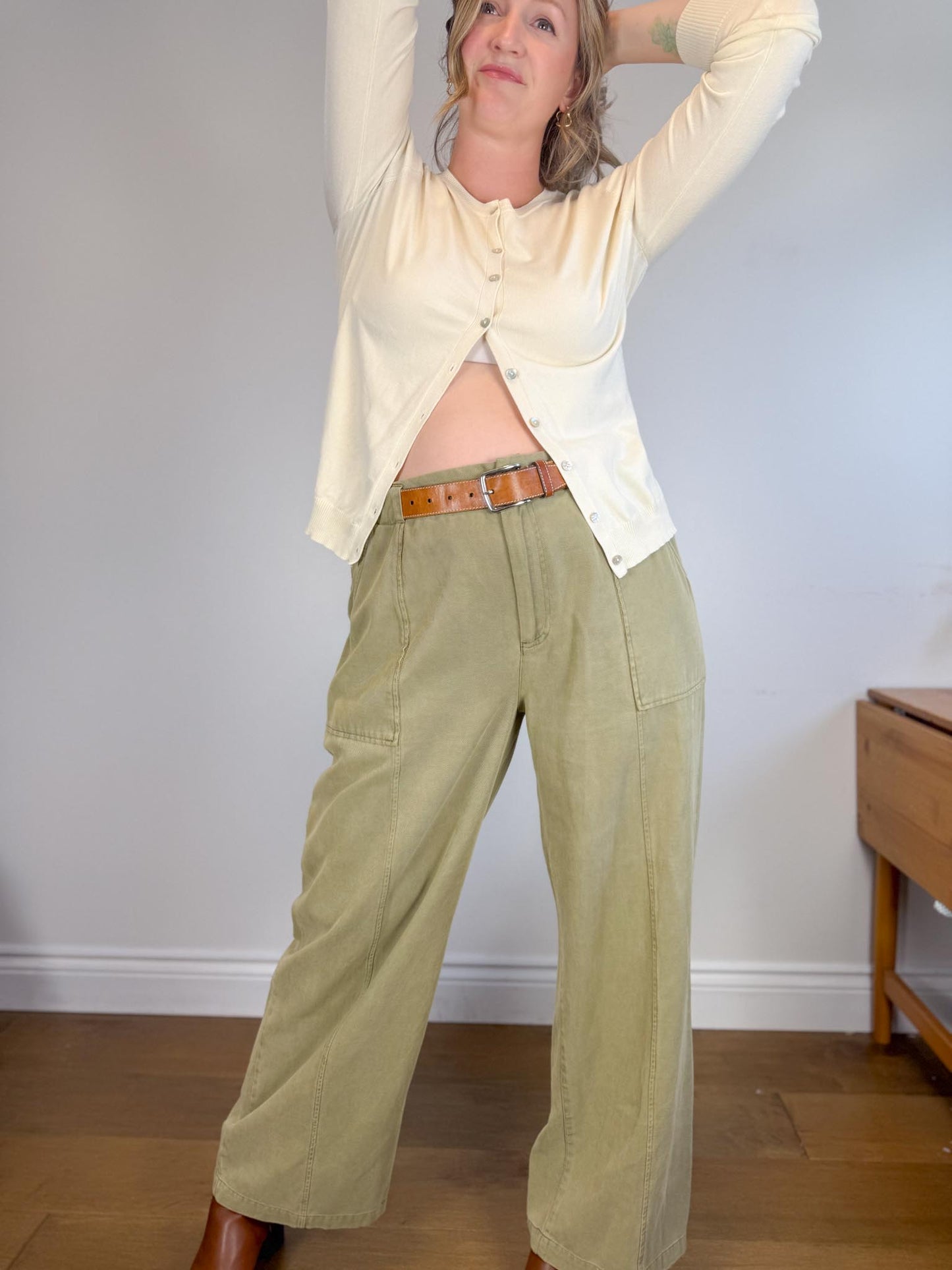 August Silk Cardigan in Eggshell (Size M/L)