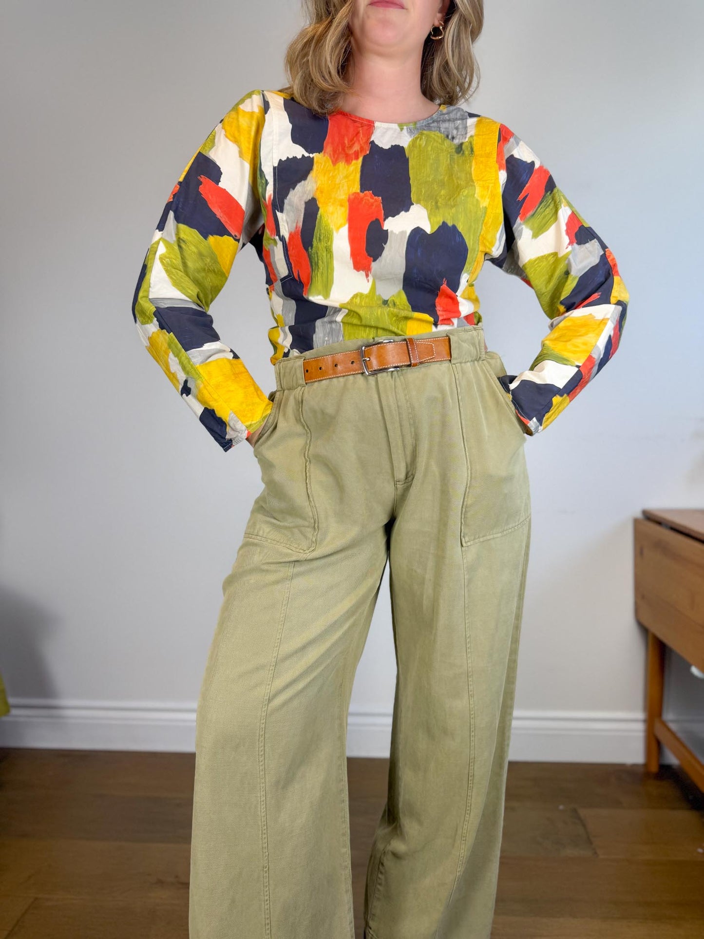 COS Multicolour Abstract Blouse (Size S/M)
