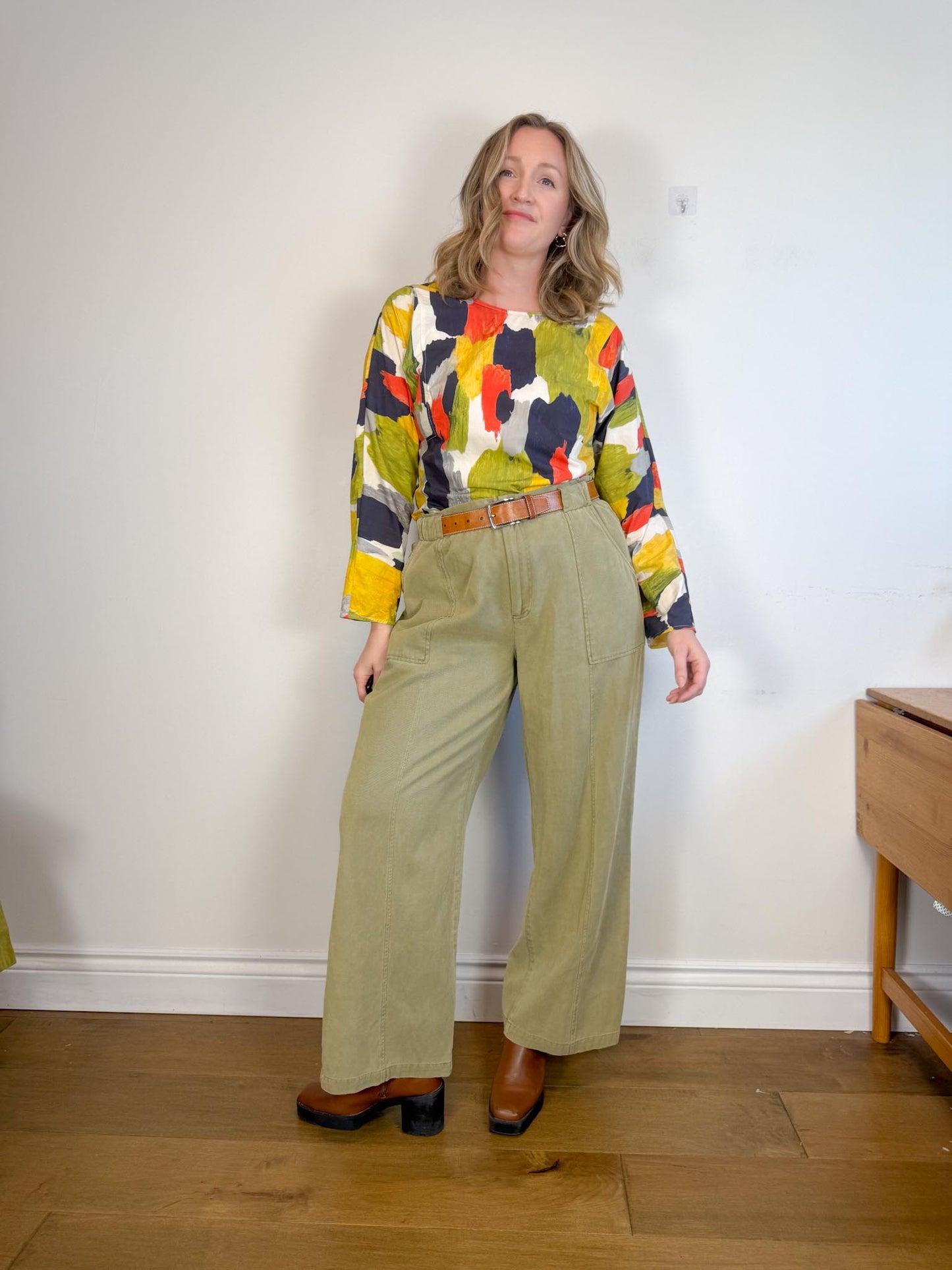 COS Multicolour Abstract Blouse (Size S/M)