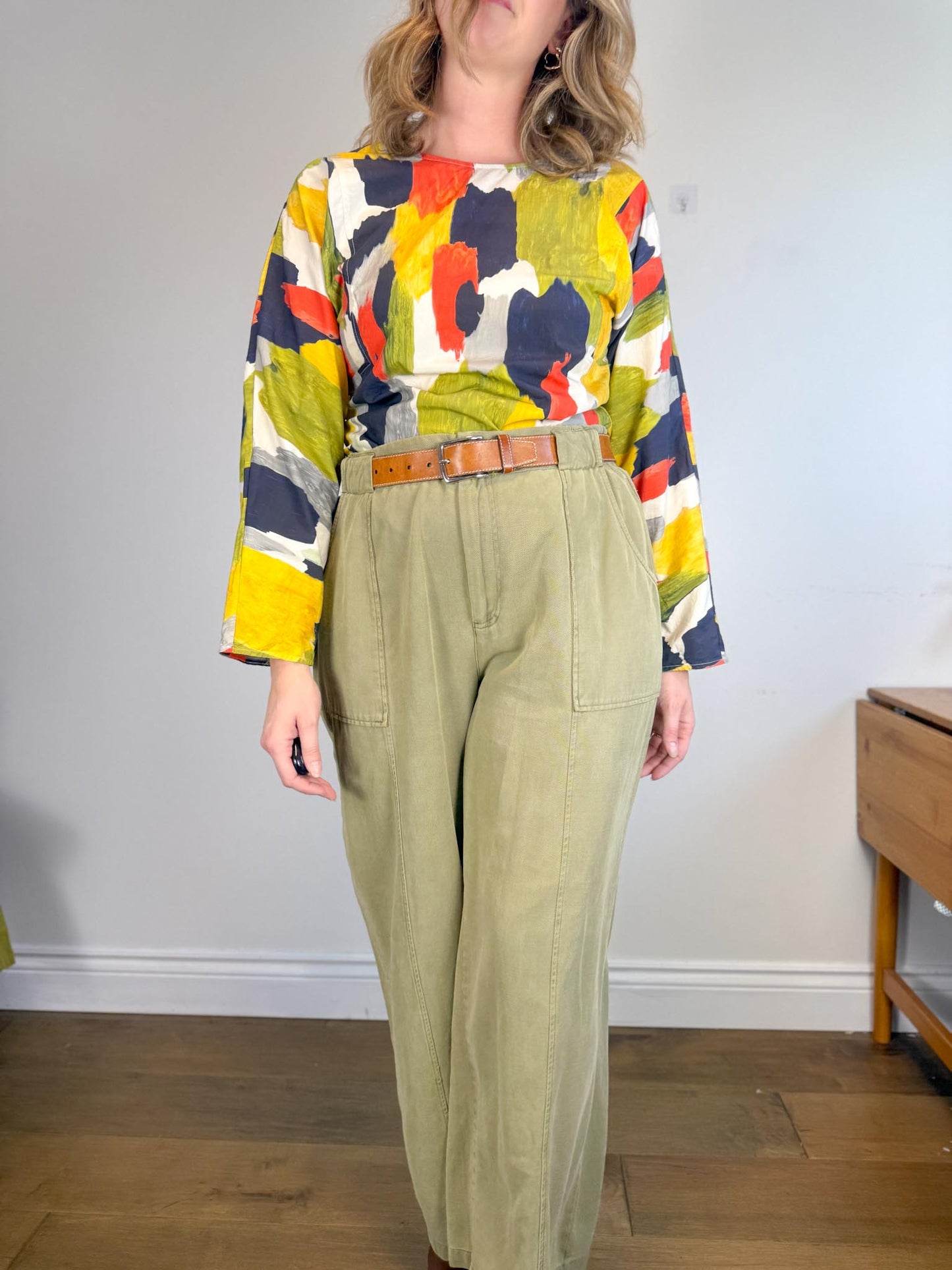 COS Multicolour Abstract Blouse (Size S/M)