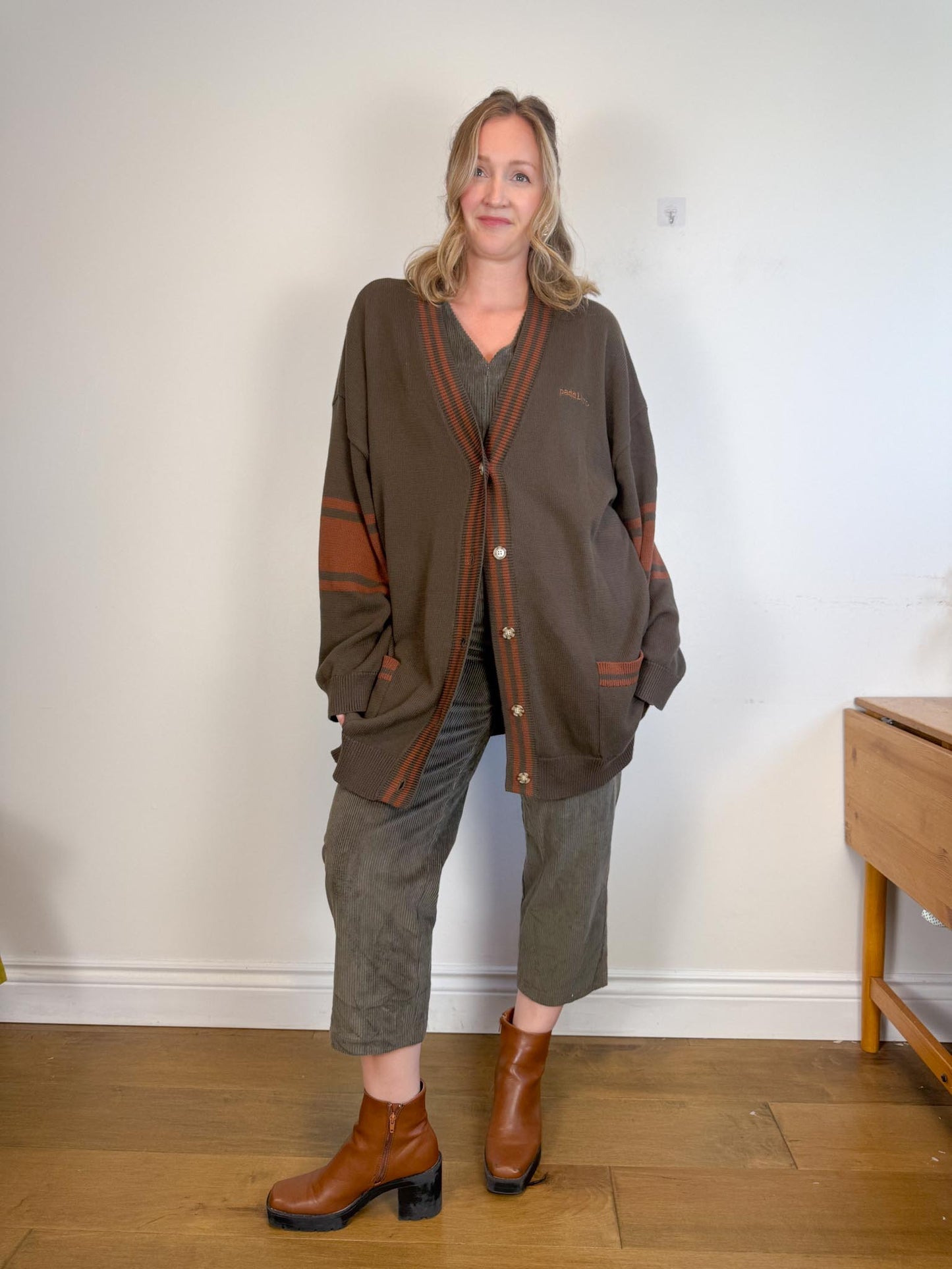 Canoe & Lake "Dockside Knit Cardigan in Green/Brown" NWT (Size 2XL)