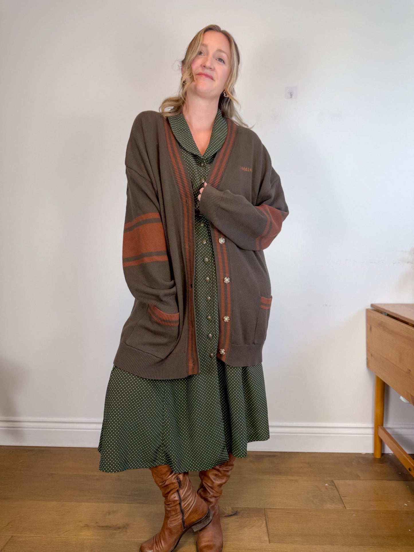 Canoe & Lake "Dockside Knit Cardigan in Green/Brown" NWT (Size 2XL)