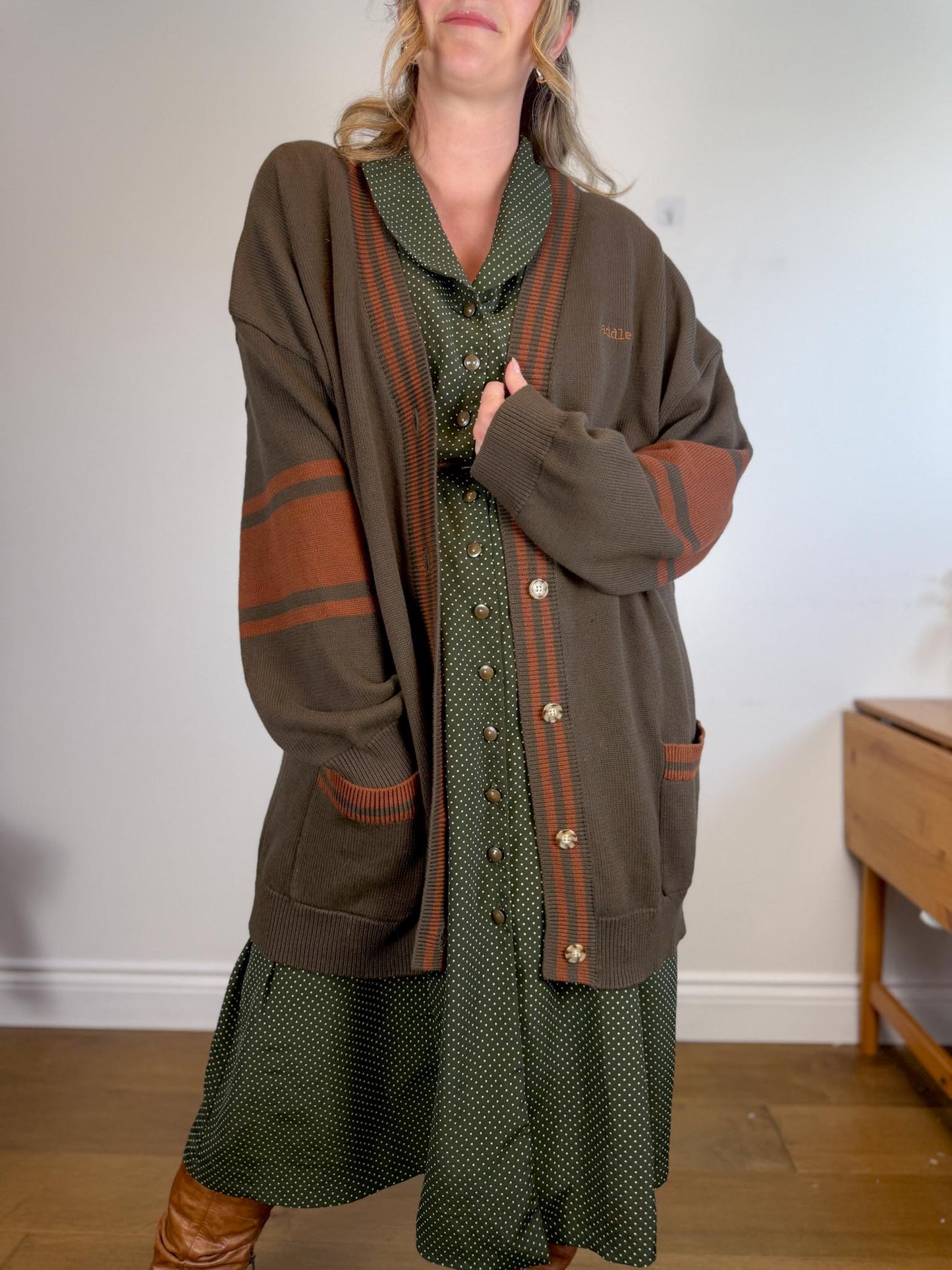 Canoe & Lake "Dockside Knit Cardigan in Green/Brown" NWT (Size 2XL)