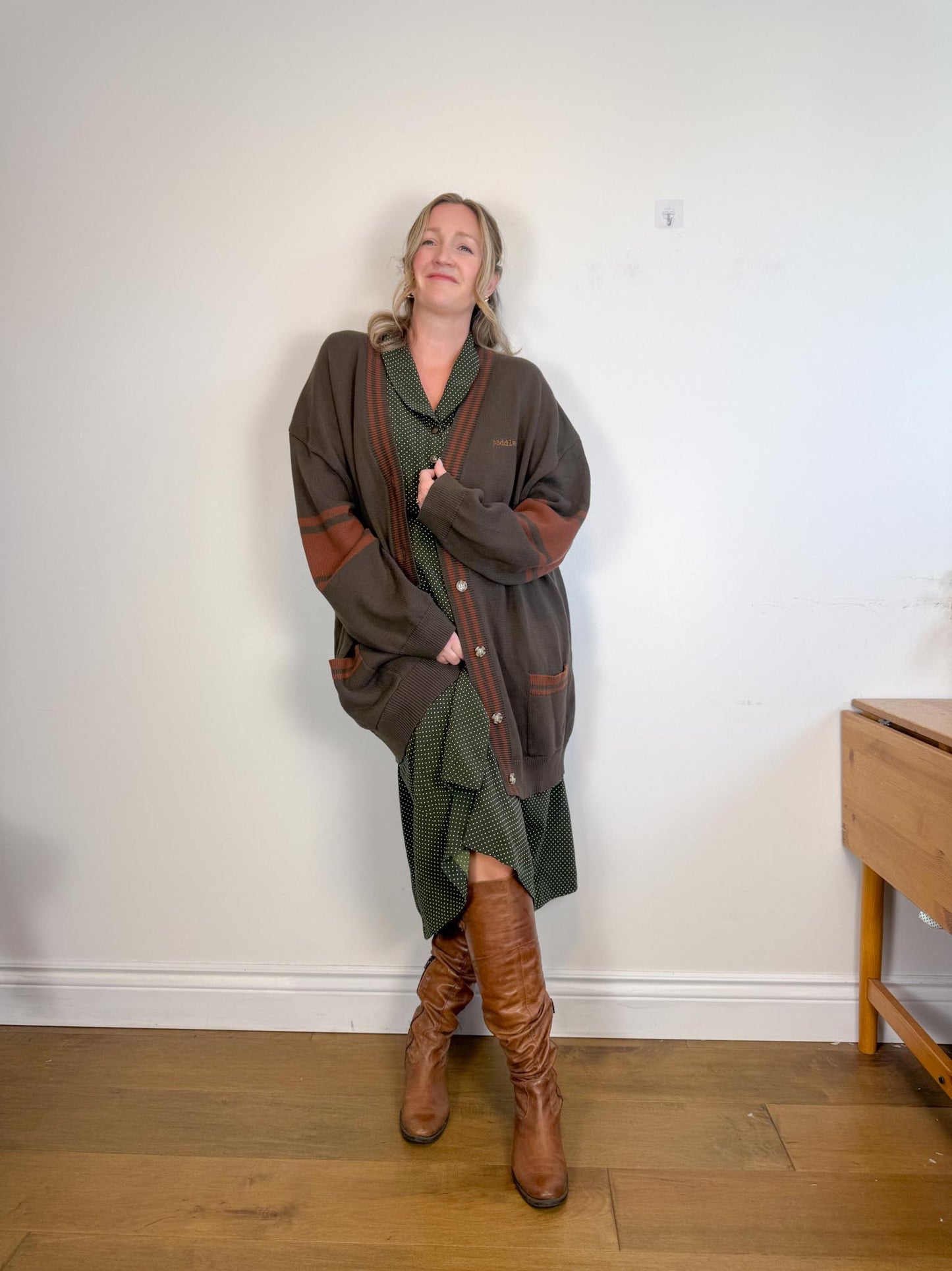 Canoe & Lake "Dockside Knit Cardigan in Green/Brown" NWT (Size 2XL)