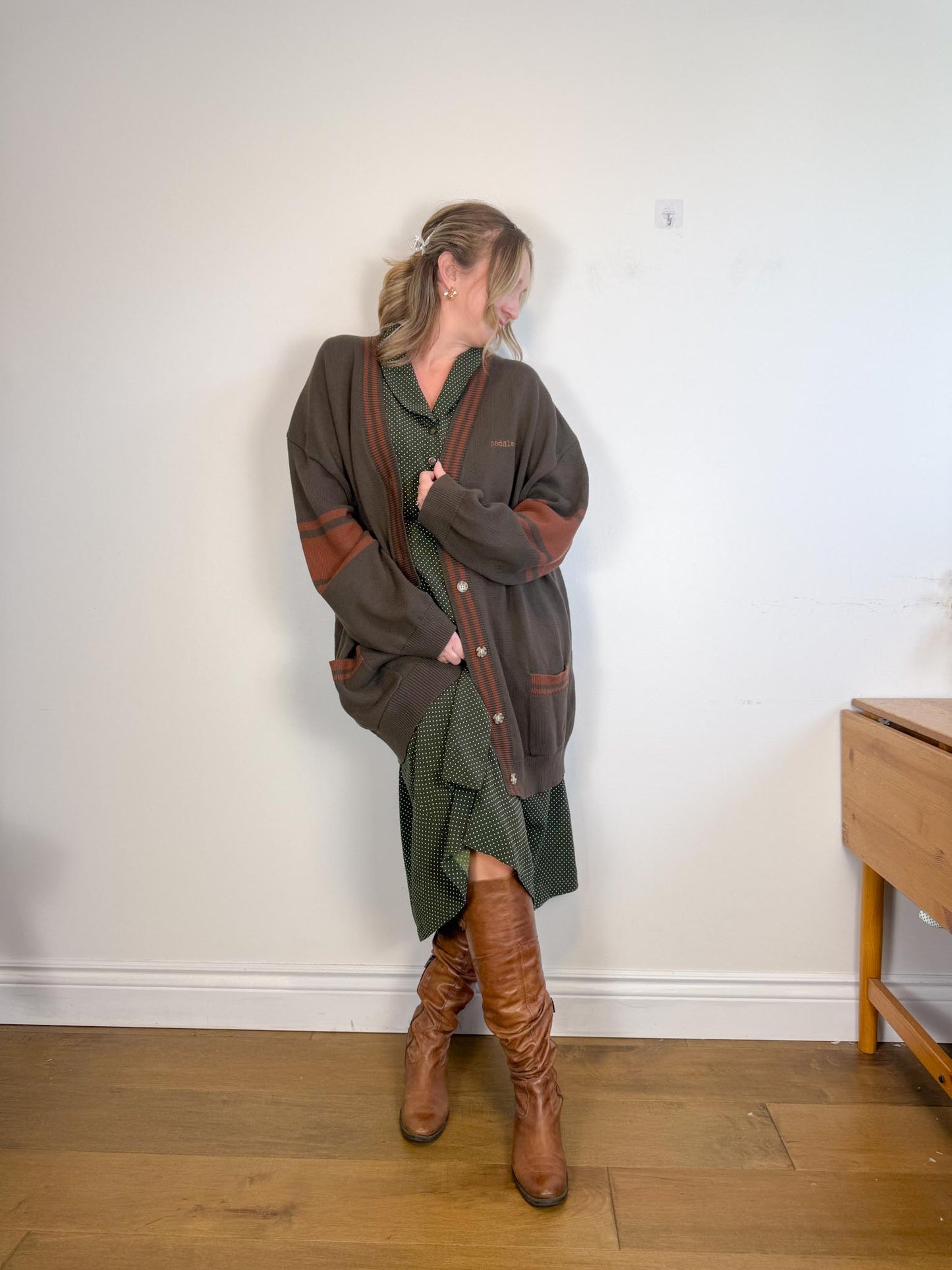 Canoe & Lake "Dockside Knit Cardigan in Green/Brown" NWT (Size 2XL)