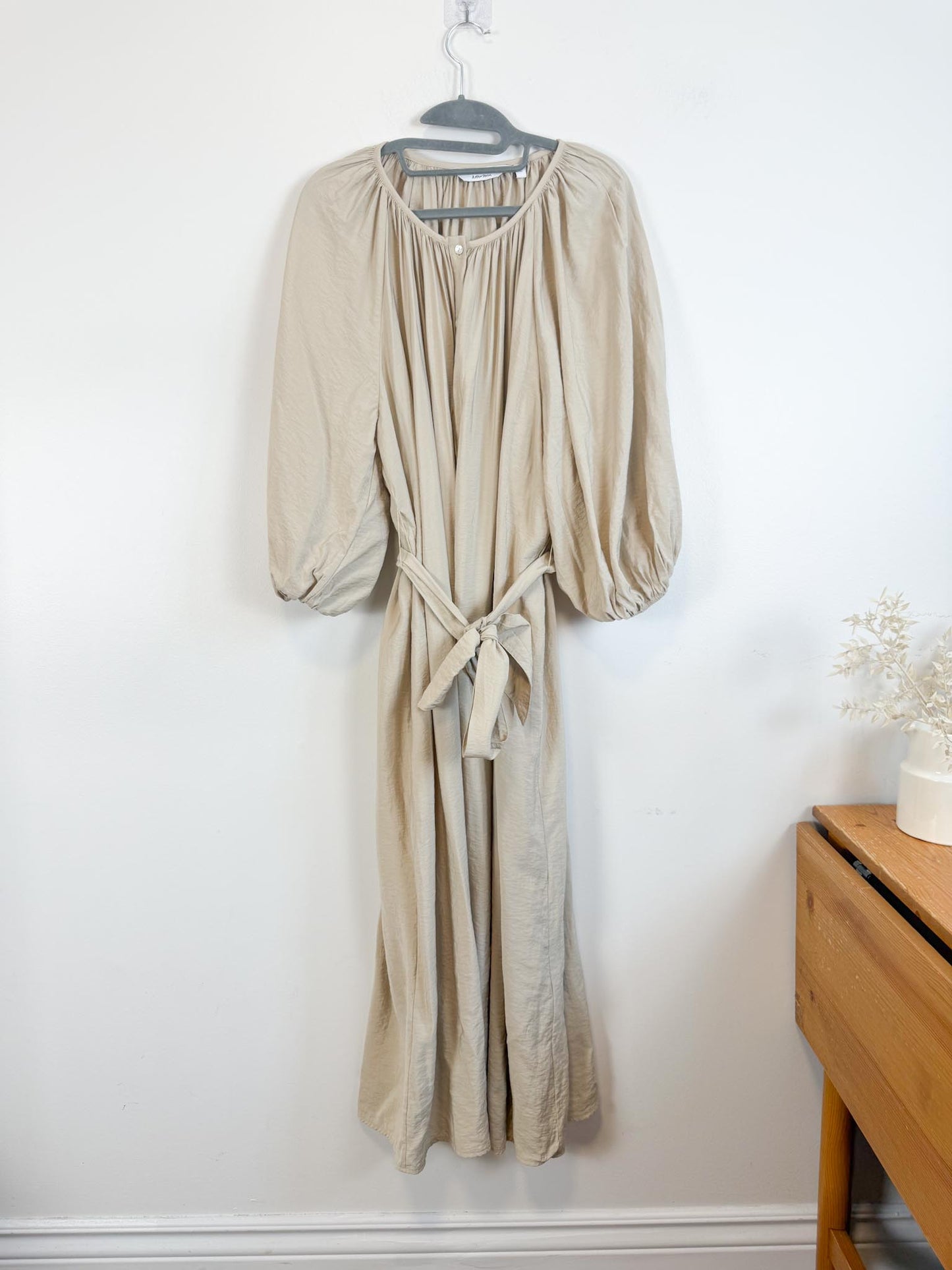 & Other Stories Puff Sleeve Midi Dress in Beige (Size S-L)