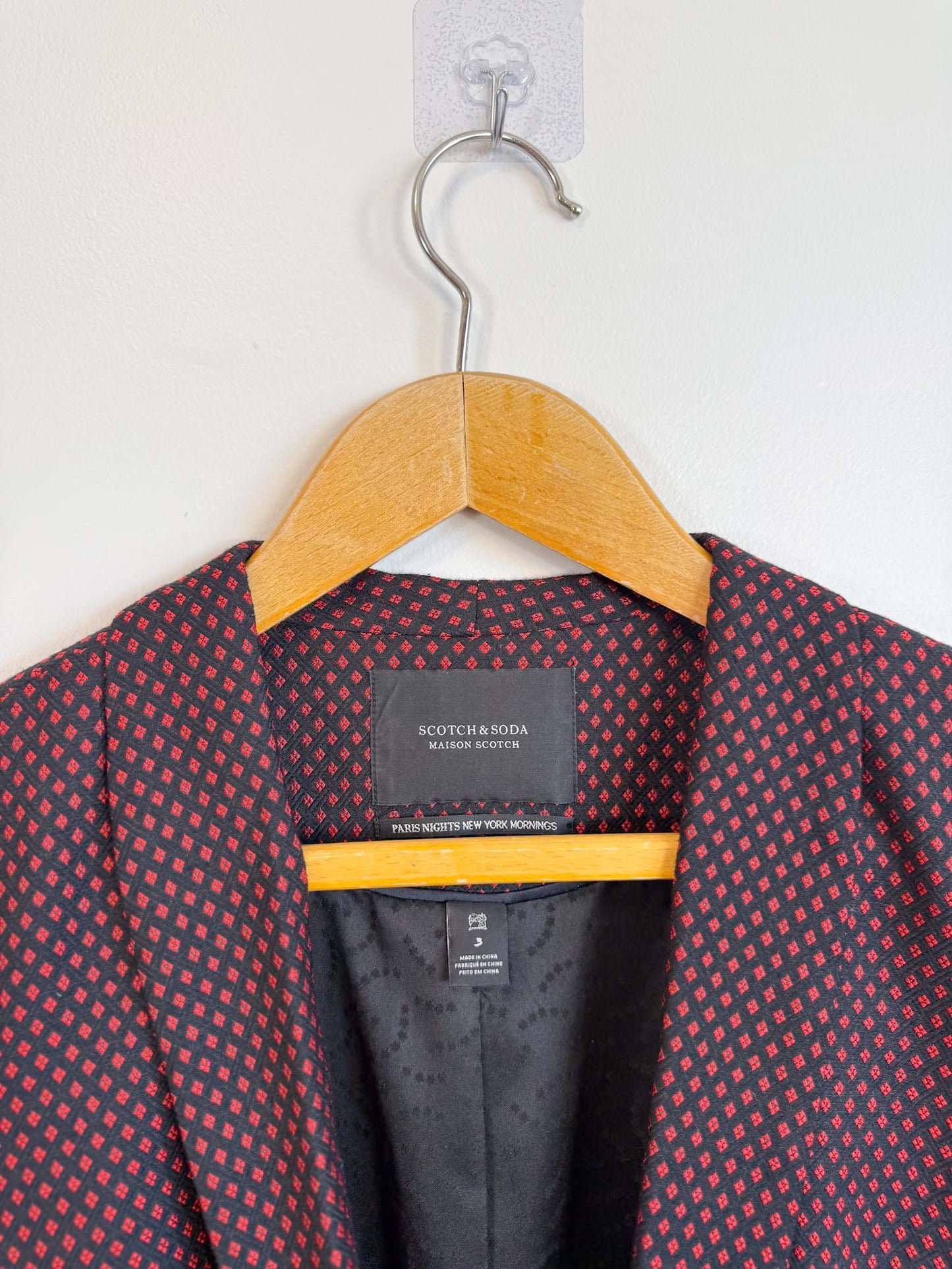 Scotch & Soda Diamond Print Blazer in Red/Black (Size S/M)