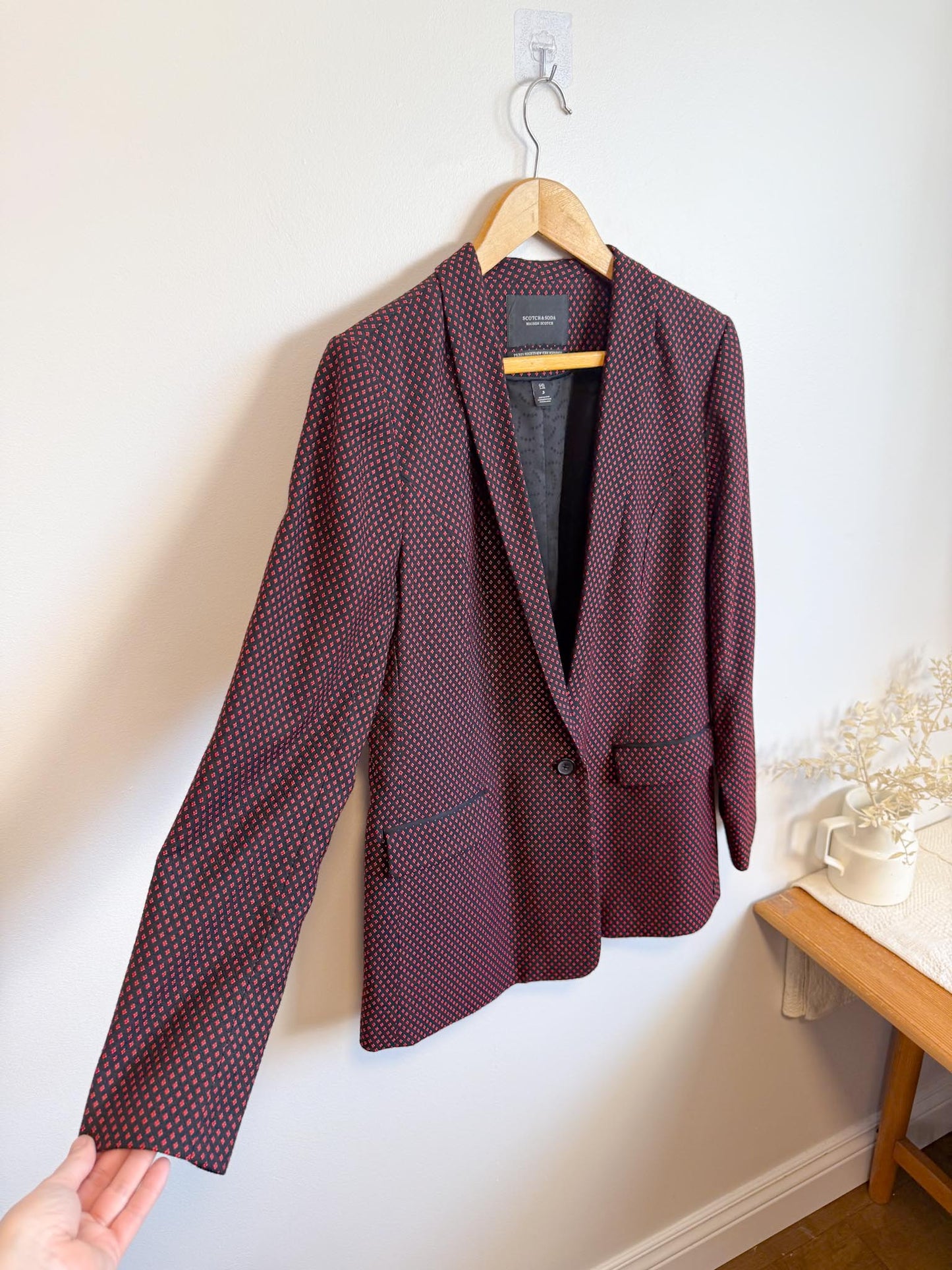 Scotch & Soda Diamond Print Blazer in Red/Black (Size S/M)