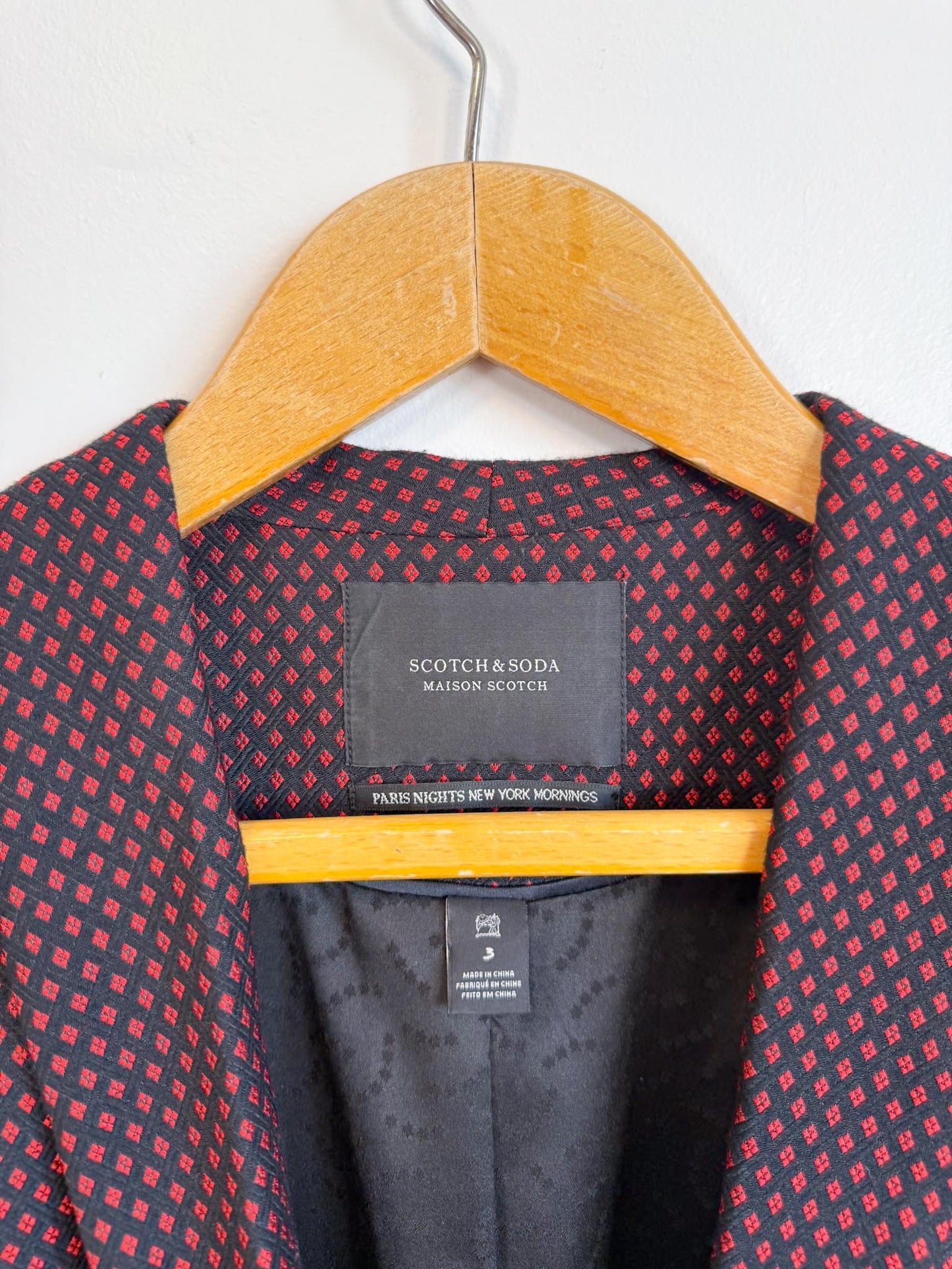 Scotch & Soda Diamond Print Blazer in Red/Black (Size S/M)