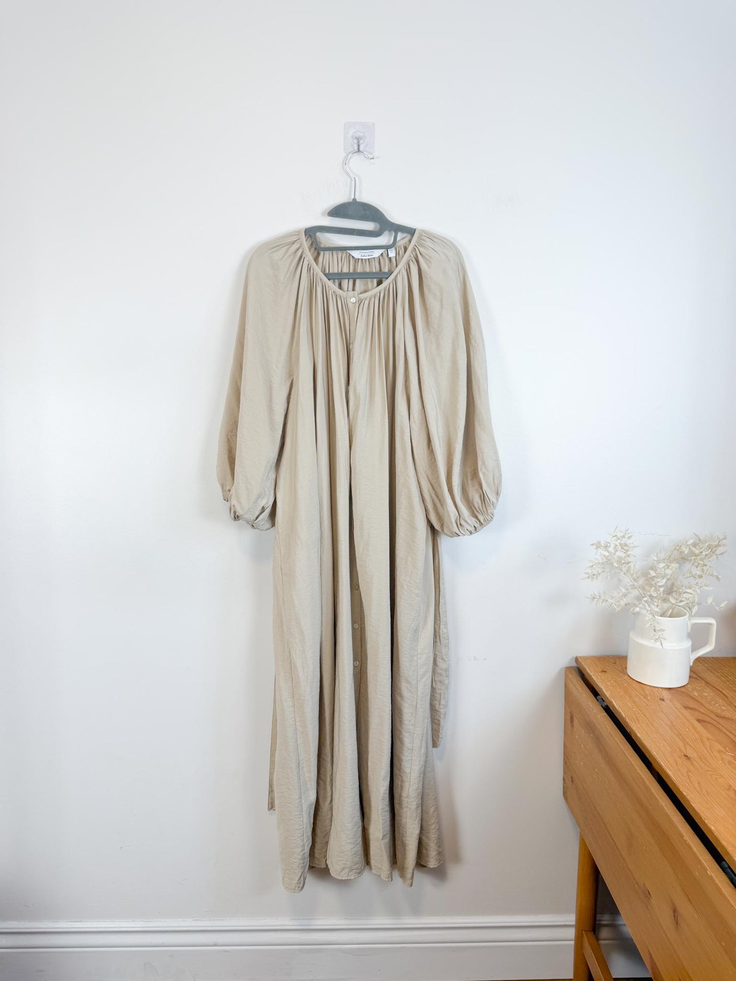 & Other Stories Puff Sleeve Midi Dress in Beige (Size S-L)