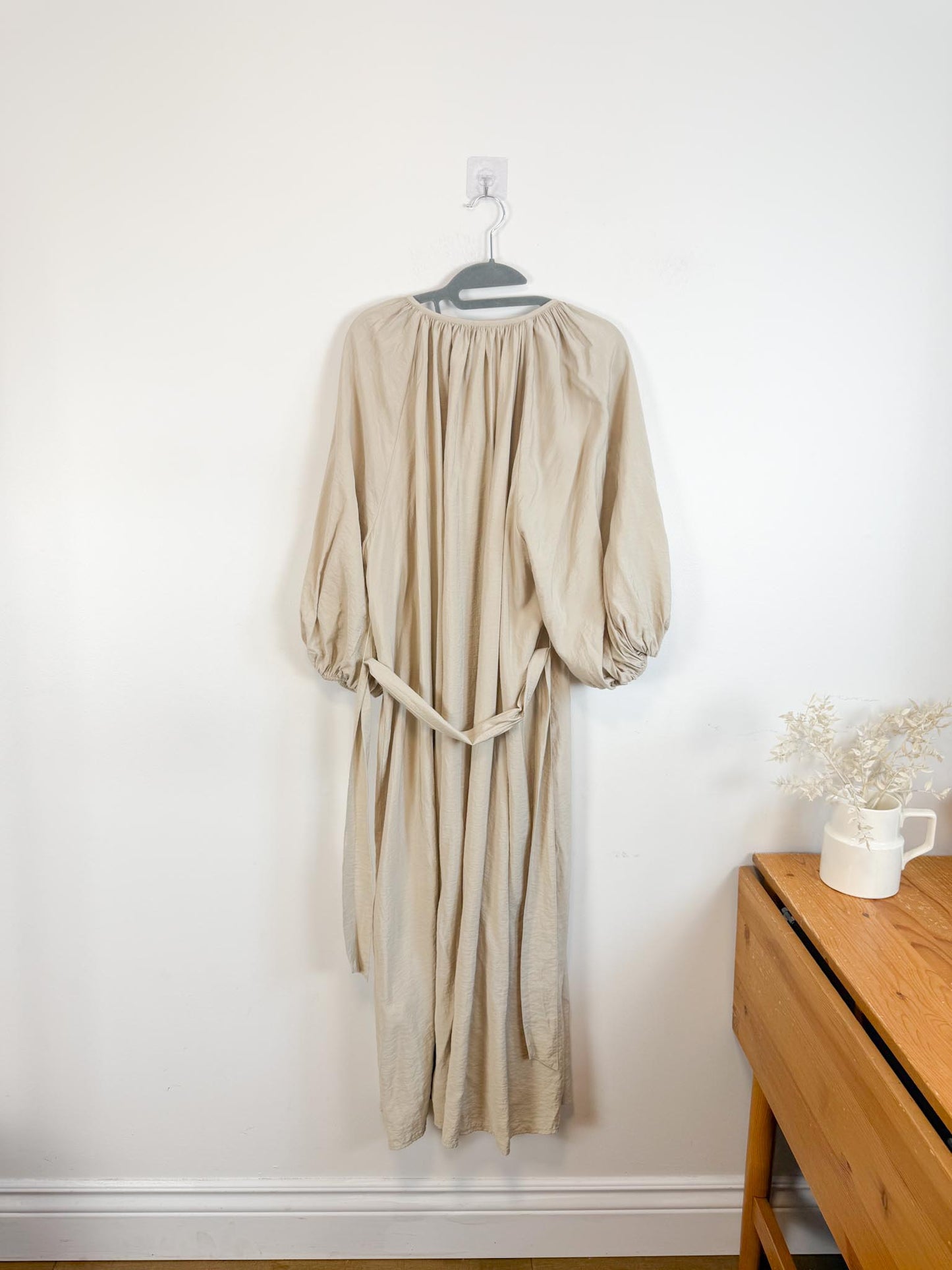 & Other Stories Puff Sleeve Midi Dress in Beige (Size S-L)
