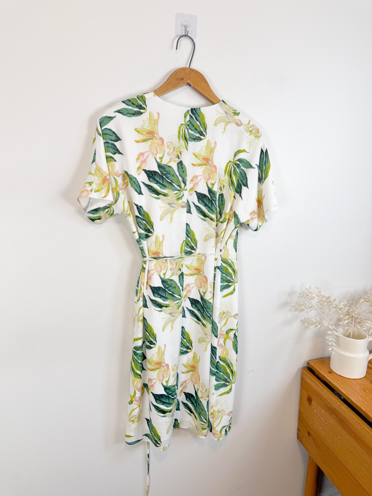 Babaton Wallace Wrap Dress in White/Green Floral (Size M)