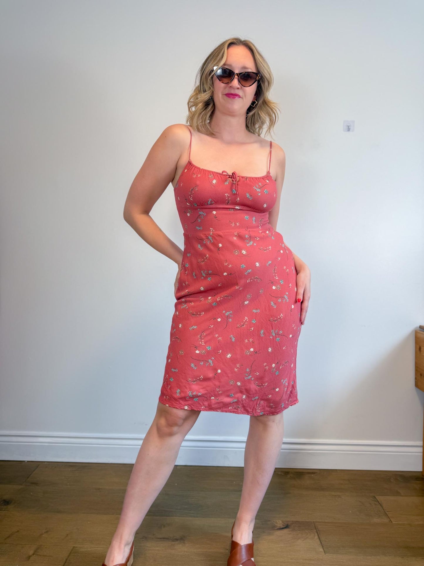 Wilfred "Bellow Midi Dress in Spring Medley Red" (Size 10)