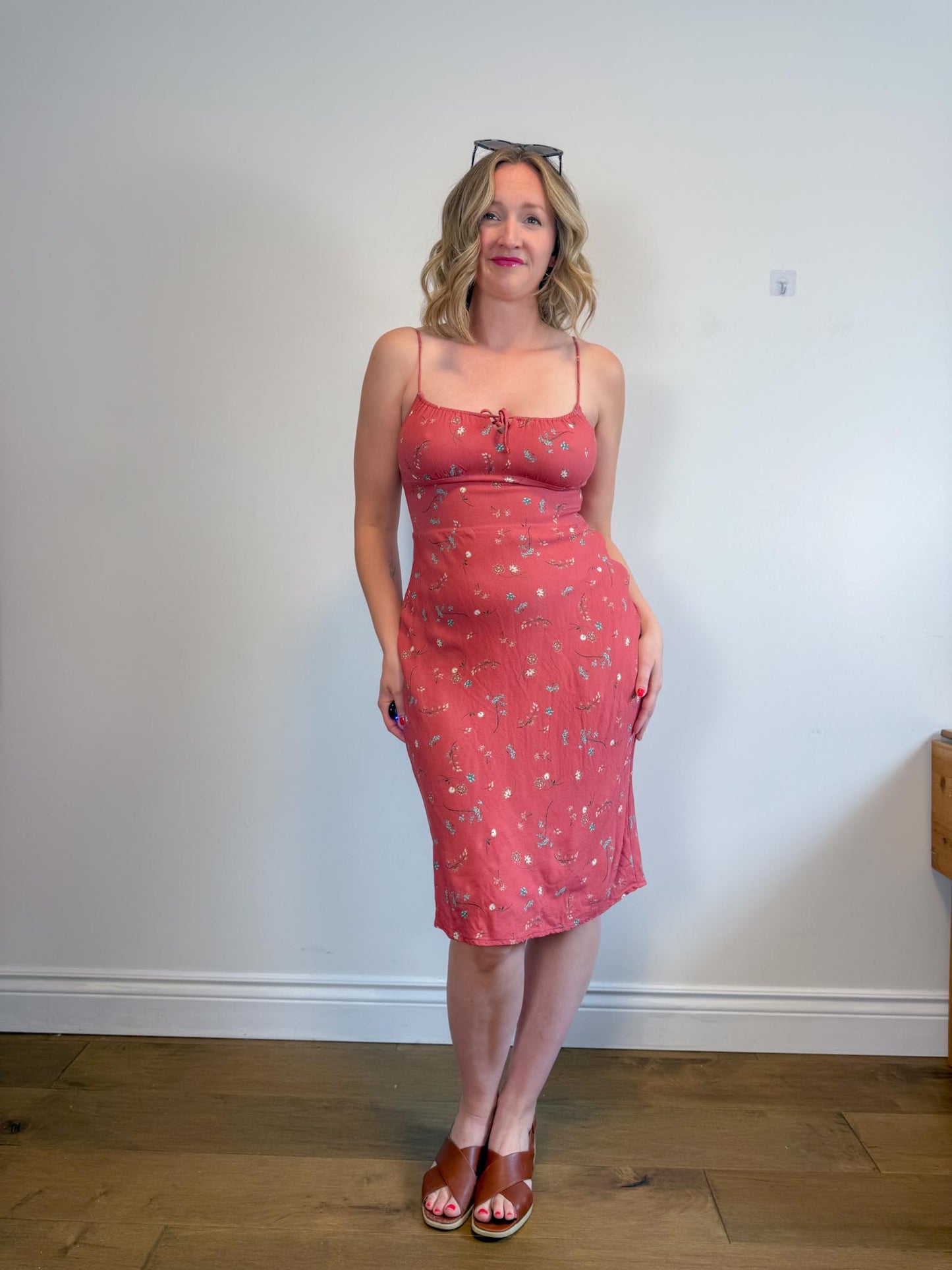 Wilfred "Bellow Midi Dress in Spring Medley Red" (Size 10)