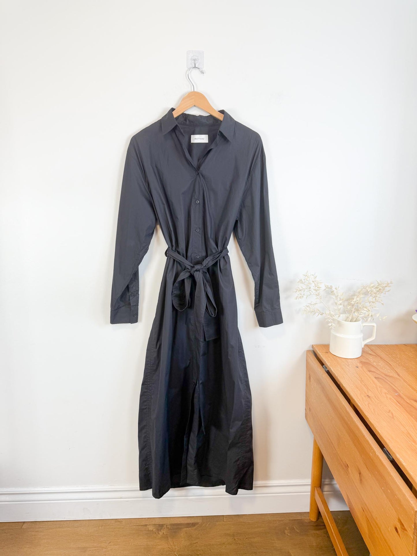 MATTEAU "Everyday Shirt Dress in Black" (Size M/L)