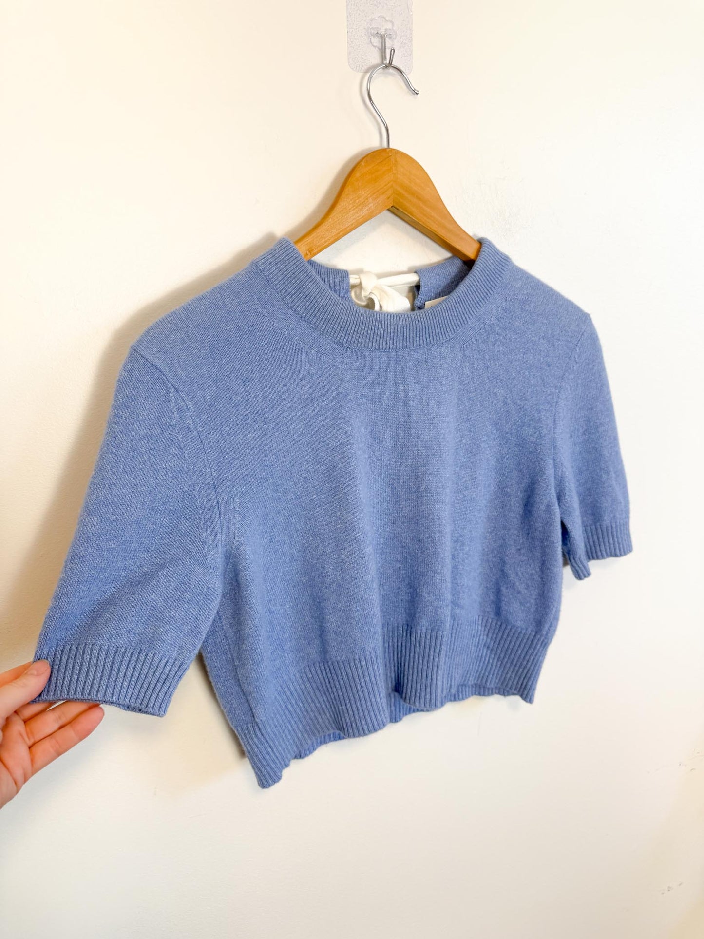 ALTUZARRA Designer Cashmere Blend Cropped Sweater in Blue (Size S)