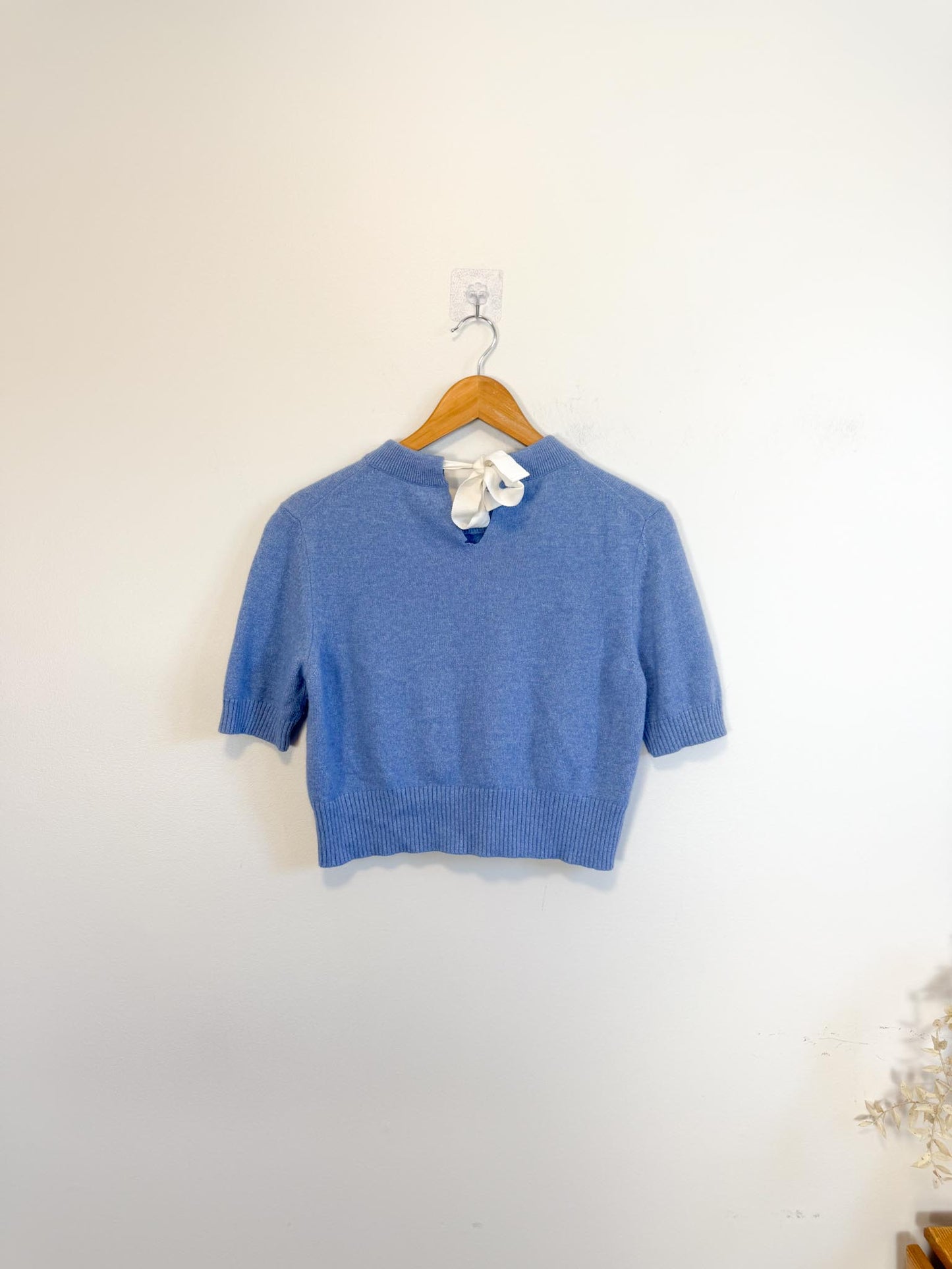 ALTUZARRA Designer Cashmere Blend Cropped Sweater in Blue (Size S)