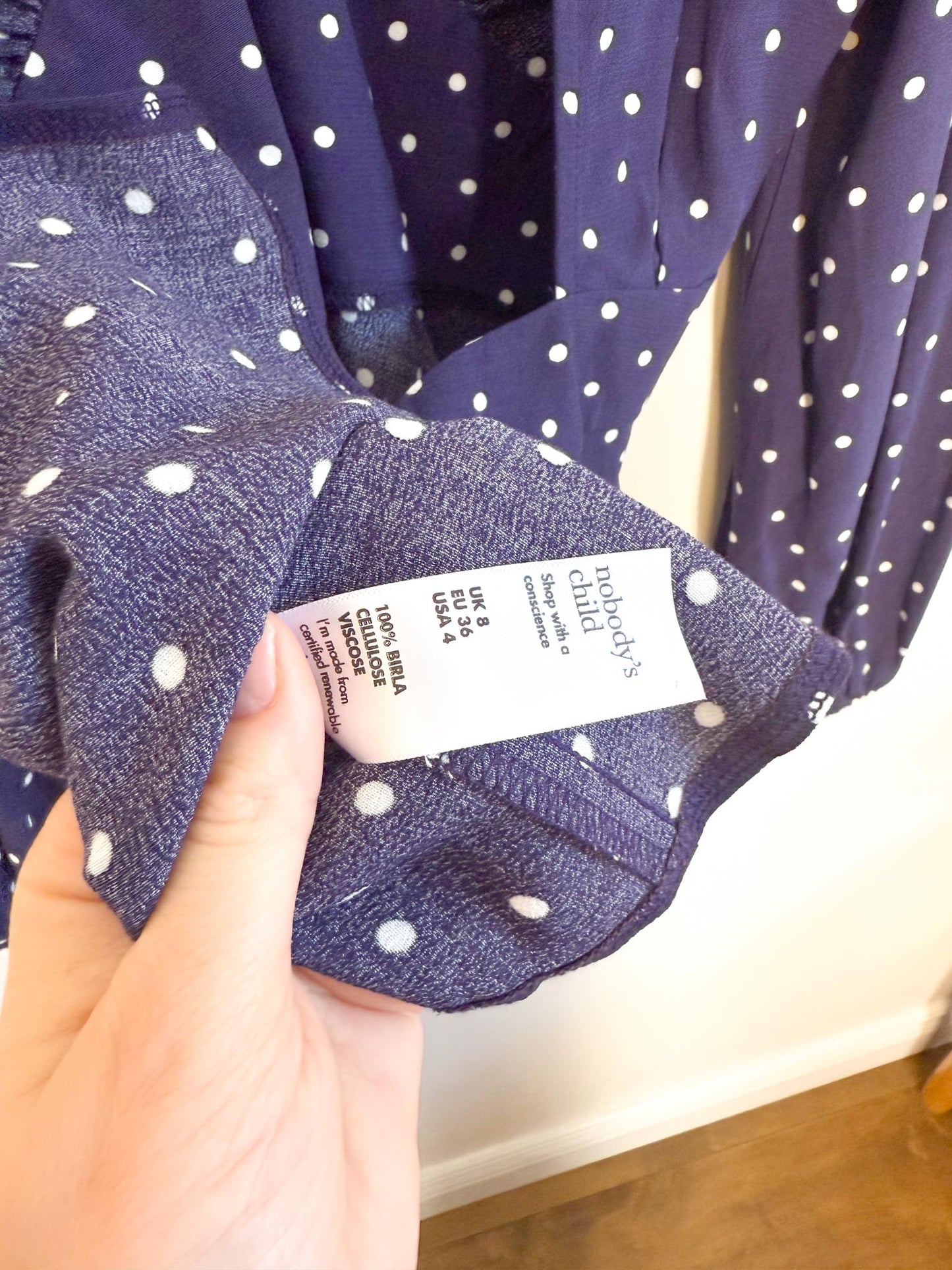 Nobody’s Child Polka Dot High Neck Blouse in Purple/White NWT(Size S)