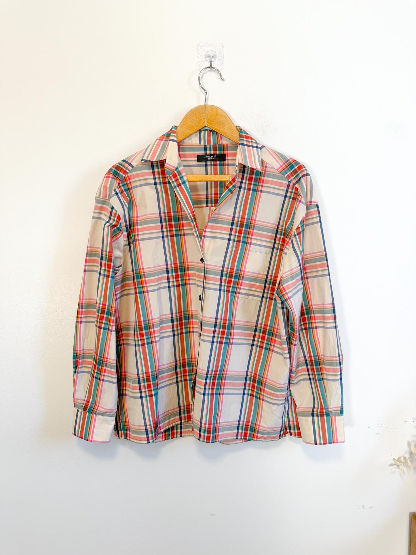 Weekend MaxMara Designer Plaid Button Down (Size L)