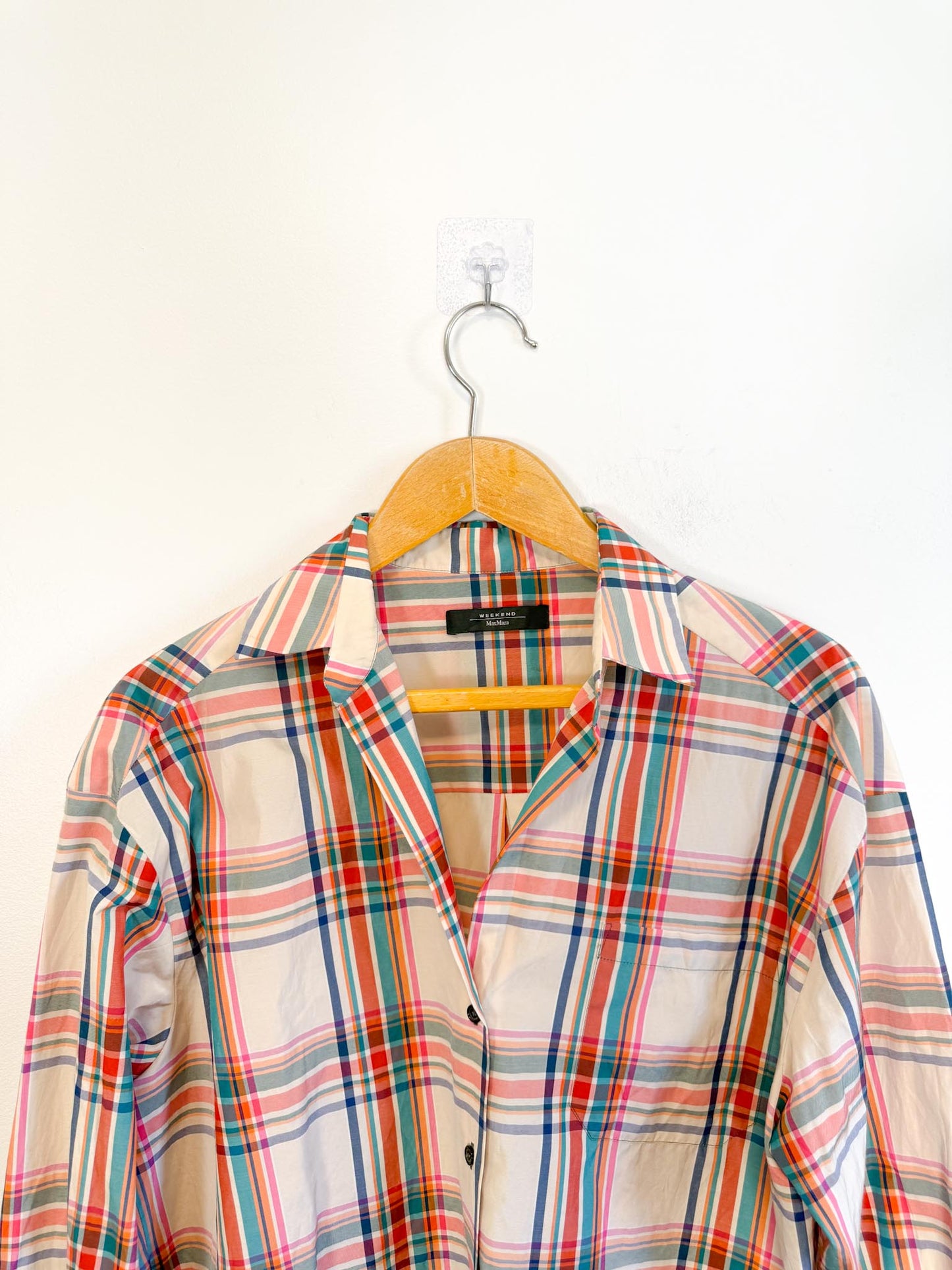 Weekend MaxMara Designer Plaid Button Down (Size L)