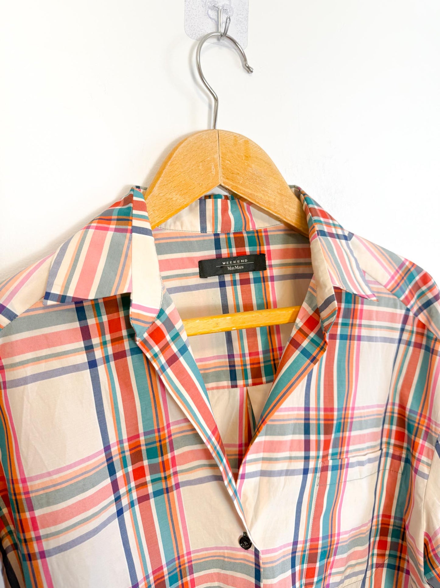 Weekend MaxMara Designer Plaid Button Down (Size L)