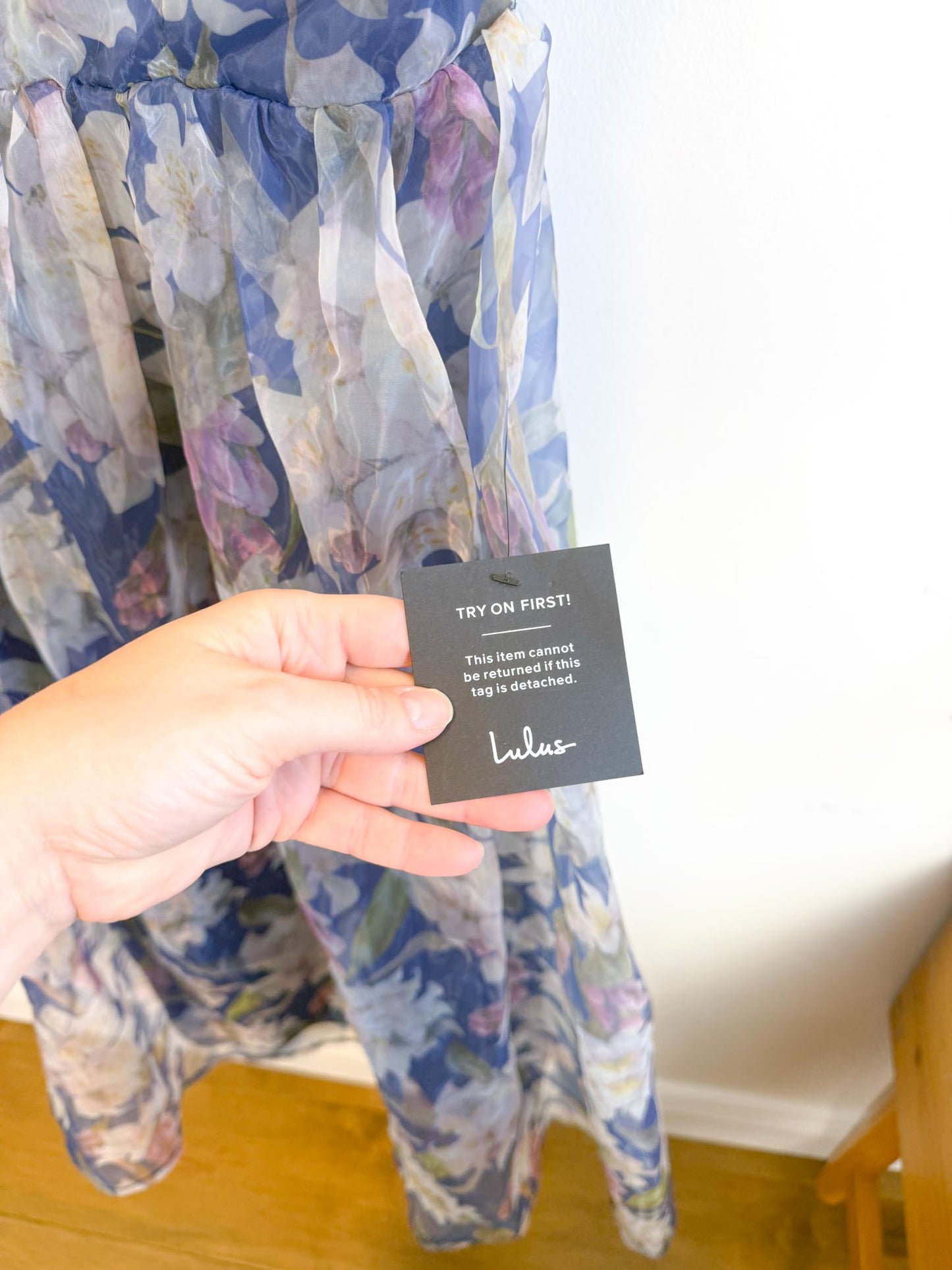 Lulus "Exceptionally Marvelous Blue Floral Organza Bustier Midi Dress" NWT (Size XL)