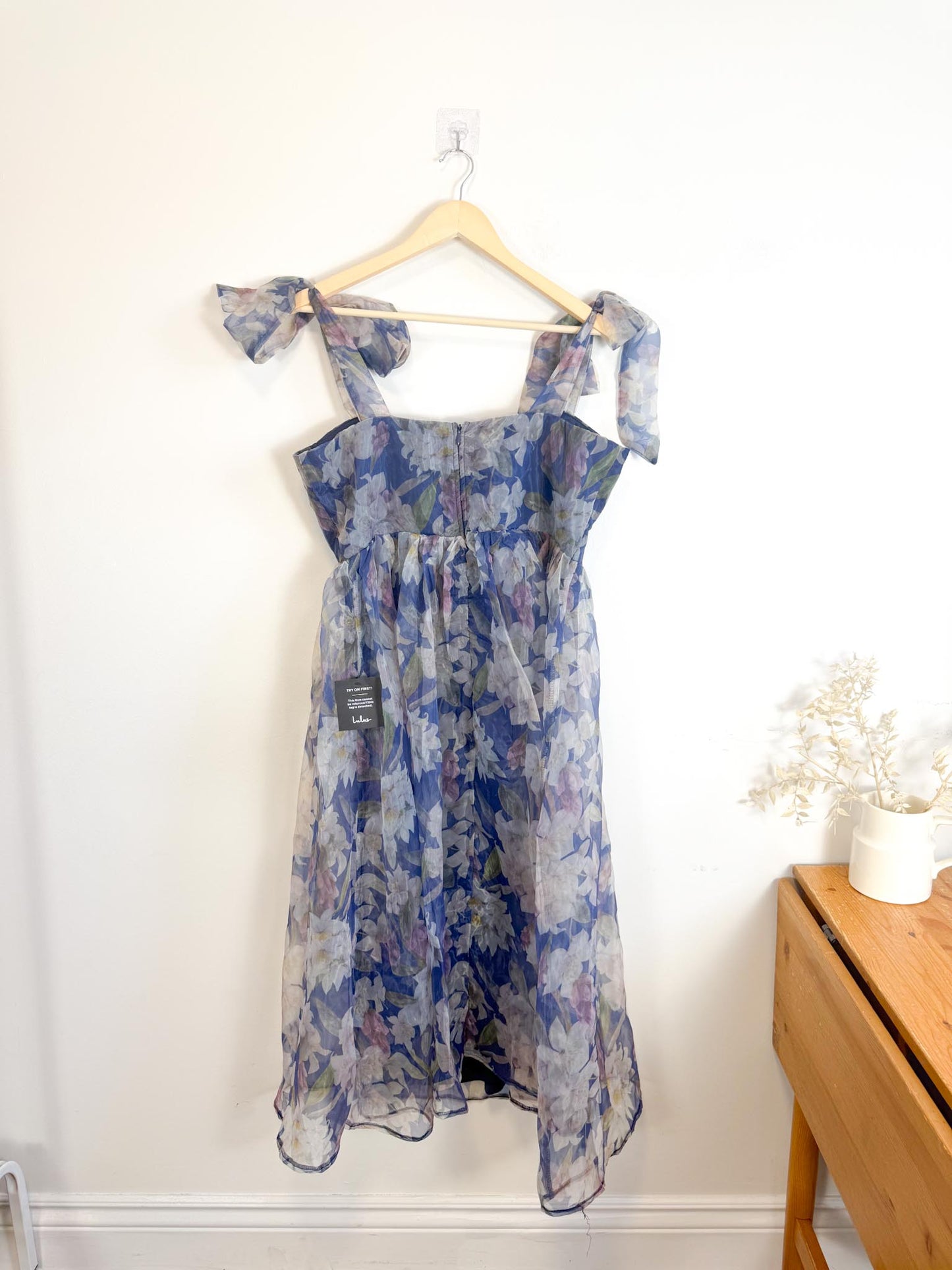 Lulus "Exceptionally Marvelous Blue Floral Organza Bustier Midi Dress" NWT (Size XL)