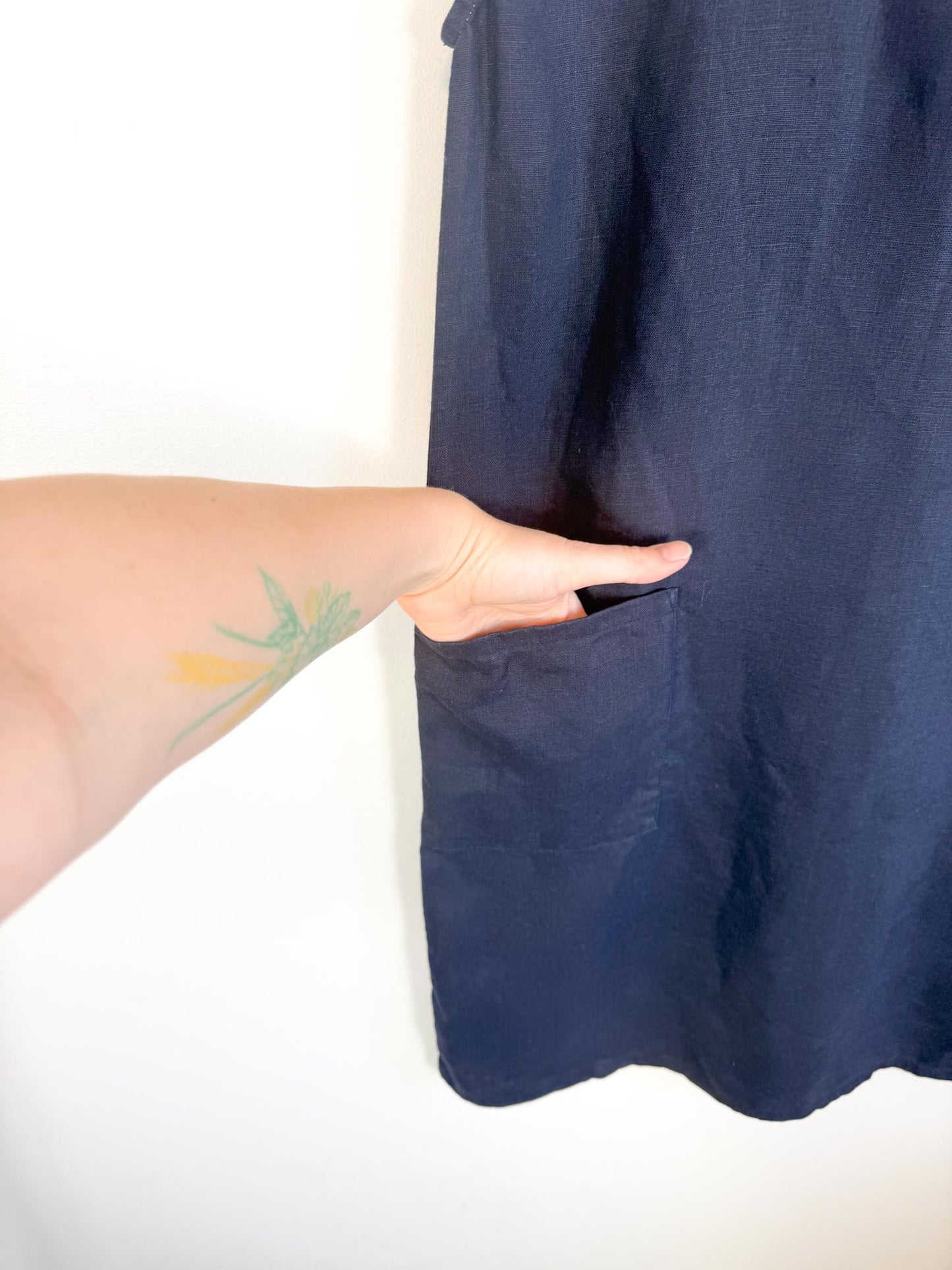 Atelier B Slow Fashion Linen Mini Dress in Navy (Size S/M)